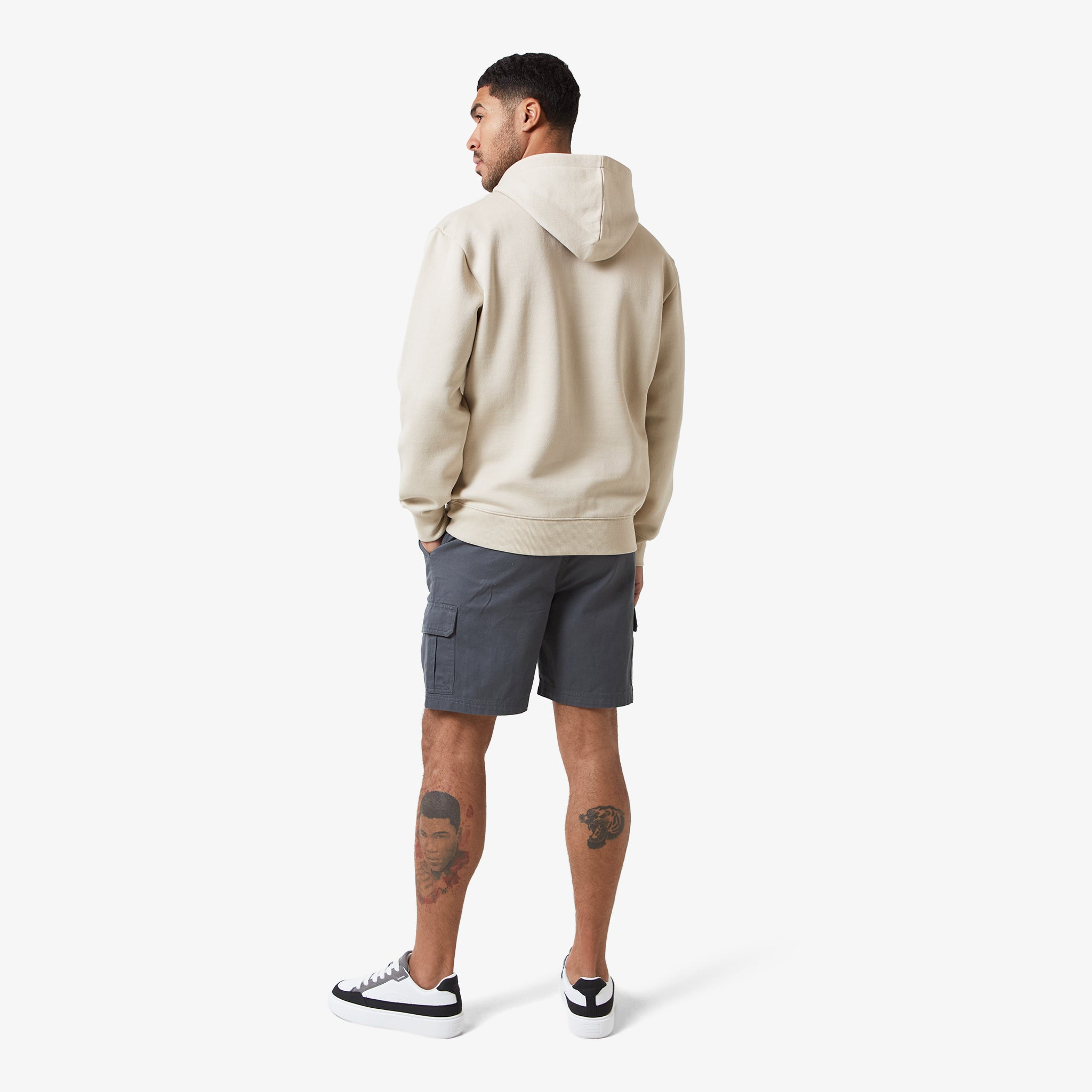 Men's Hoodie and Cargo Shorts Twinset - Stone Charcoal Color | Casual Streetwear Outfit for Gym, Travel & Everyday Wear