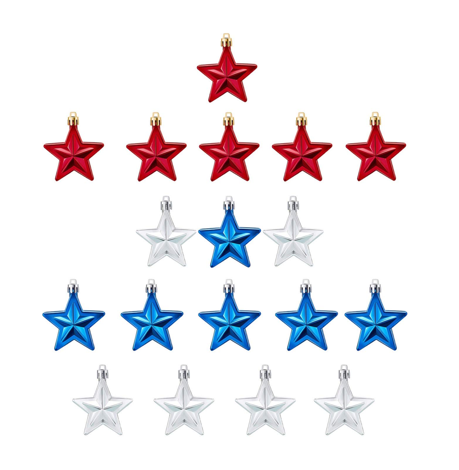 4th of July Patriotic Star Decorations - 18-Pack Multicolor Hanging Stars for Independence Day, Home, Living Room & Party Decor - Perfect for Festive Celebrations & Patriotic Events