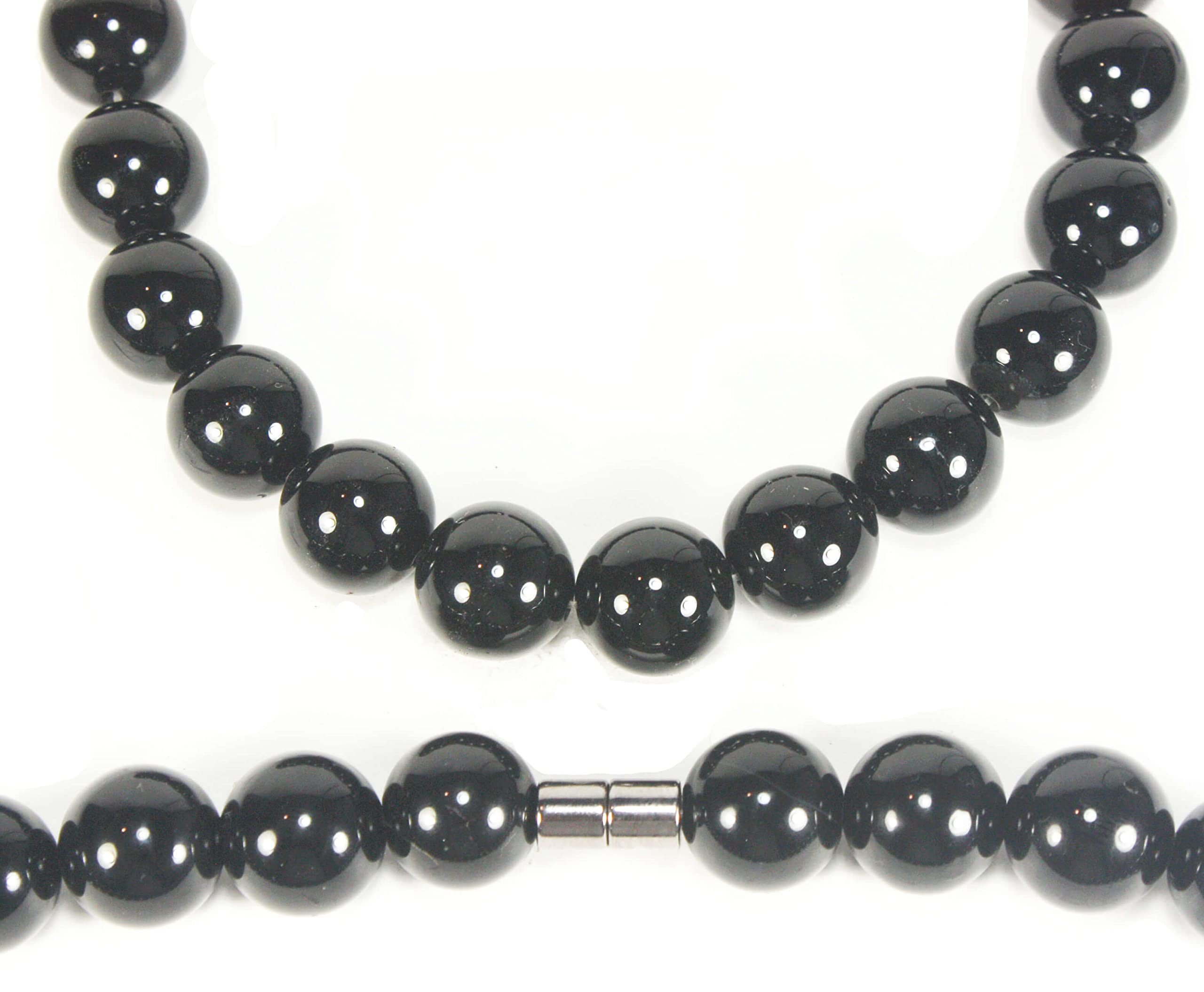 Handmade Black Onyx Crystal Men's Necklace - Genuine Gemstone Beaded Mala for Grounding, Willpower & Protection - 16mm Beads, 21