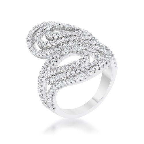1ct CZ Rhodium Plated Pave Circle Ring for Women - Elegant Cubic Zirconia Wedding Band, Anniversary Gift, Party Jewelry