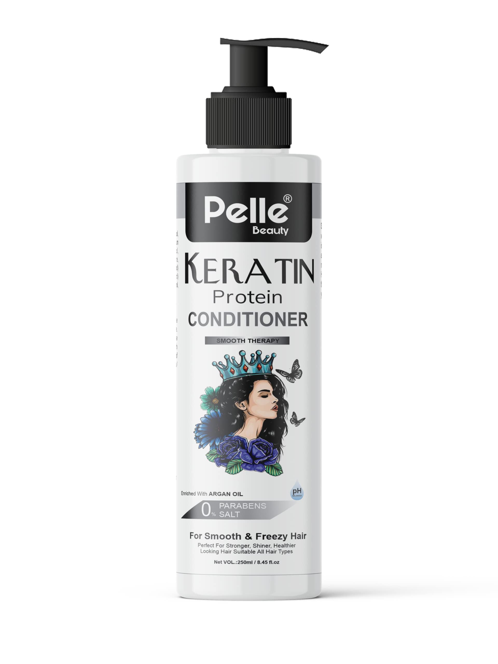 Pelle Beauty Keratin Protein Conditioner 250ml - Smooth Therapy for Frizzy & Damaged Hair - Deep Hydration & Repair for Silky, Manageable Hair - Perfect for Daily Use & Salon-Quality Results at Home