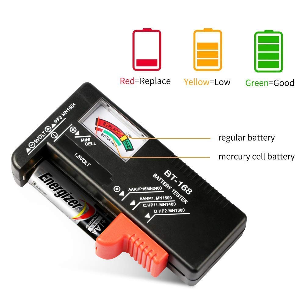 MZD8391 Digital Battery Tester - AA AAA C D 9V 1.5V Button Cell Battery Checker for Household Devices (No Battery Required) - Perfect for Flashlights, Toys, Remote Controls & Electronic Gadgets (1 Pack)
