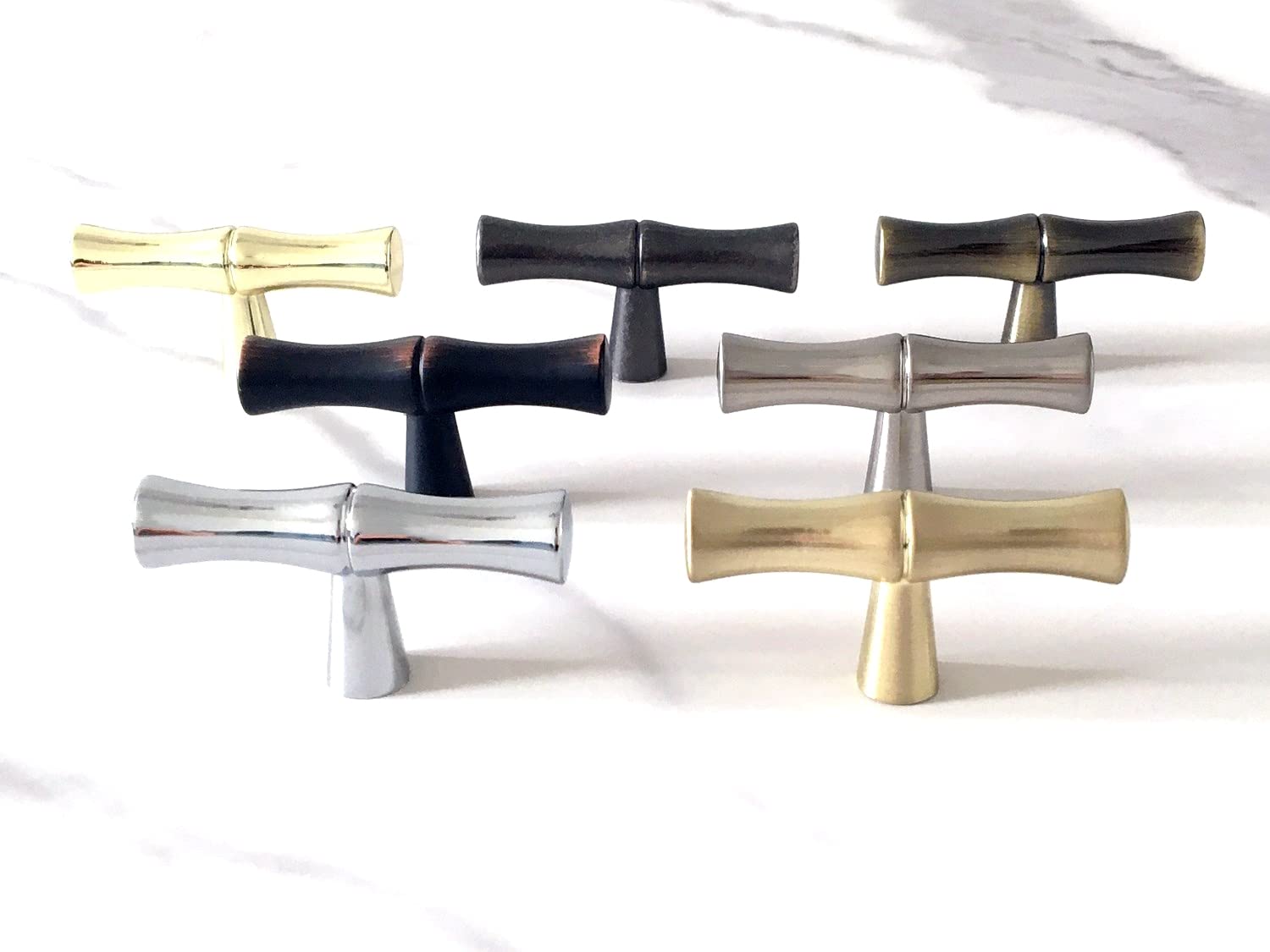 Brushed Bronze Bamboo Drawer Pulls - Cabinet Handles for Kitchen & Dresser