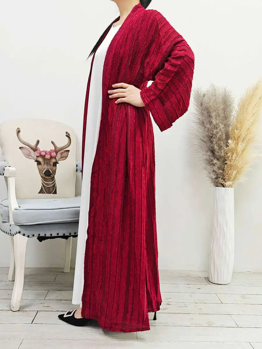 Elegant Cardigan Open Abaya Dress with Hijab Scarf & Pockets - Modest Muslim Fashion for Daily Wear & Special Occasions