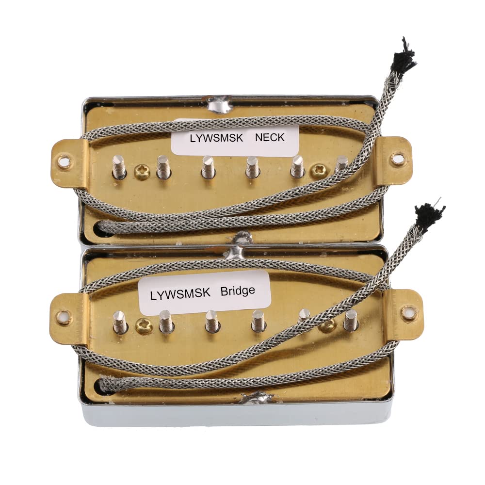 Alnico 5 Magnet Humbucker Sized P90 Electric Guitar Pickups - Chrome Cover for Neck & Bridge Position - Perfect for Blues, Rock & Jazz Guitar Upgrades