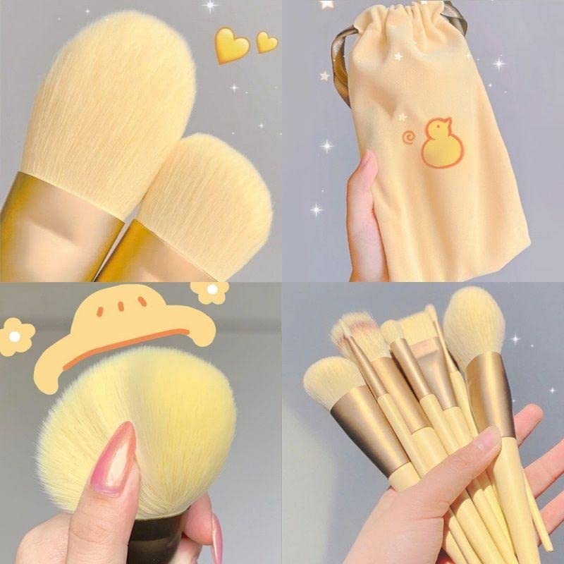 Premium 13-Piece Synthetic Makeup Brush Set - Foundation, Blending & Concealer Brushes with Pouch (Yellow) | Perfect for Professional Makeup Artists & Beginners | Ideal for Daily Makeup, Contouring & Full Face Application