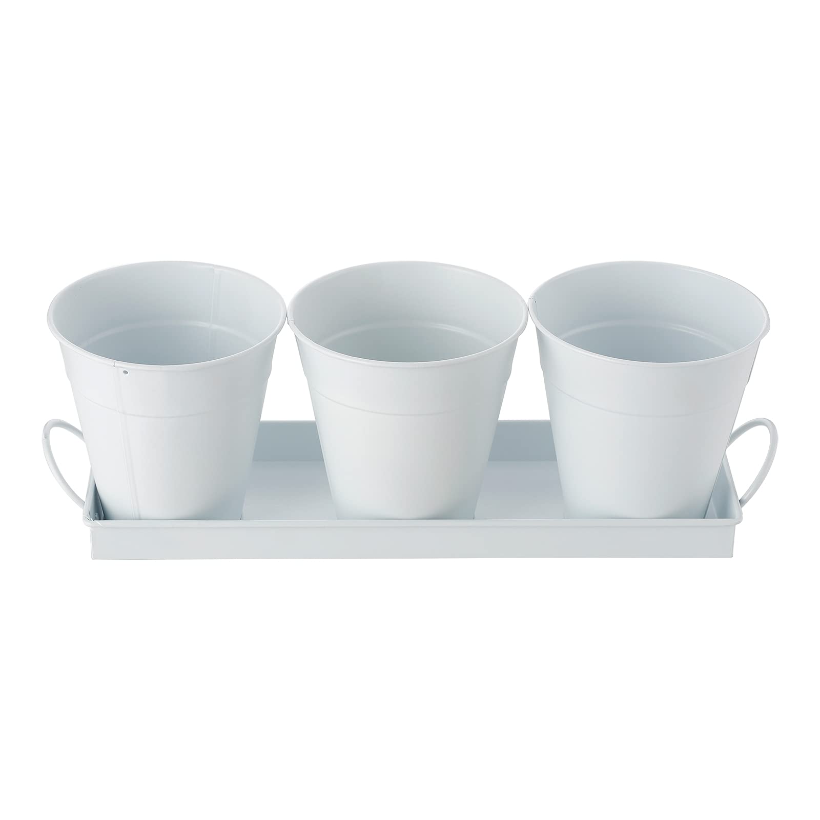 Vintage Metal Succulent Planter Pots Set of 3 with Drainage Tray - Rustic Farmhouse Decor for Succulents, Herbs, Indoor Plants, Home & Garden Decor - Perfect for Windowsills, Kitchen Herb Gardens, and DIY Crafts