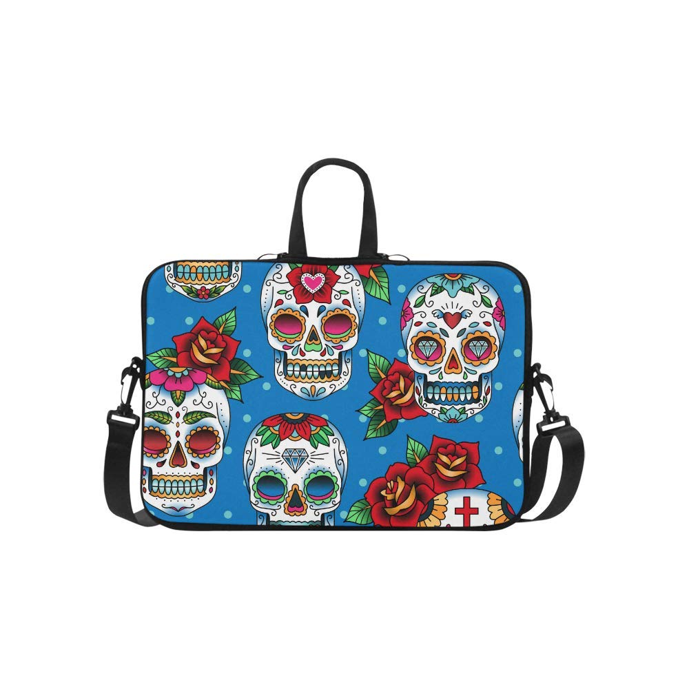11-11.6 Inch Skull Print Neoprene Laptop Sleeve Case - Shockproof Notebook & Tablet Carrying Bag with Shoulder Strap | Perfect for Work, School & Travel Accessories