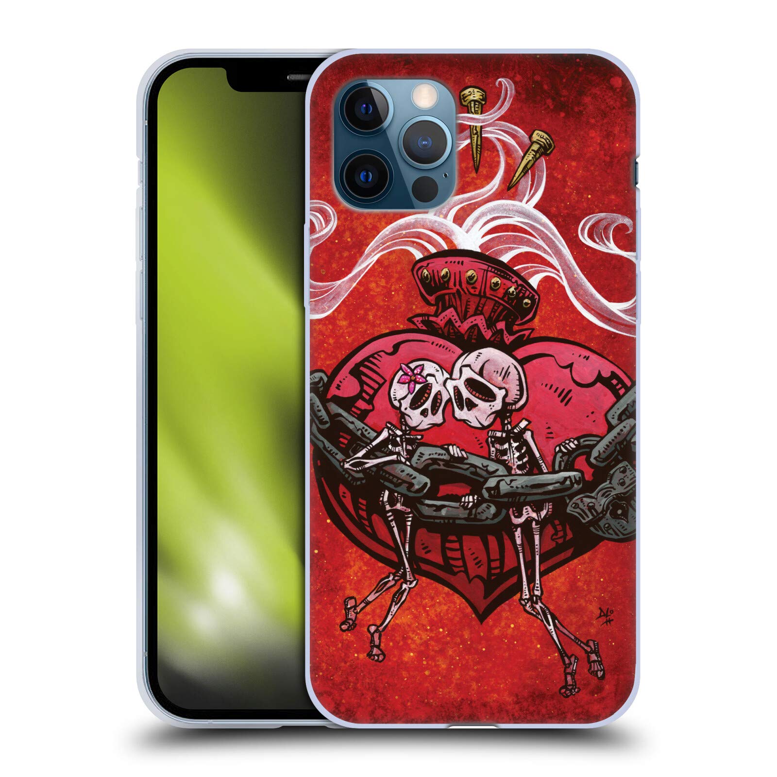 Head Case Designs David Lozeau Skull Heart Colorful Grunge Soft Gel Case for iPhone 12/12 Pro - Artistic Protection for Daily Use & Travel