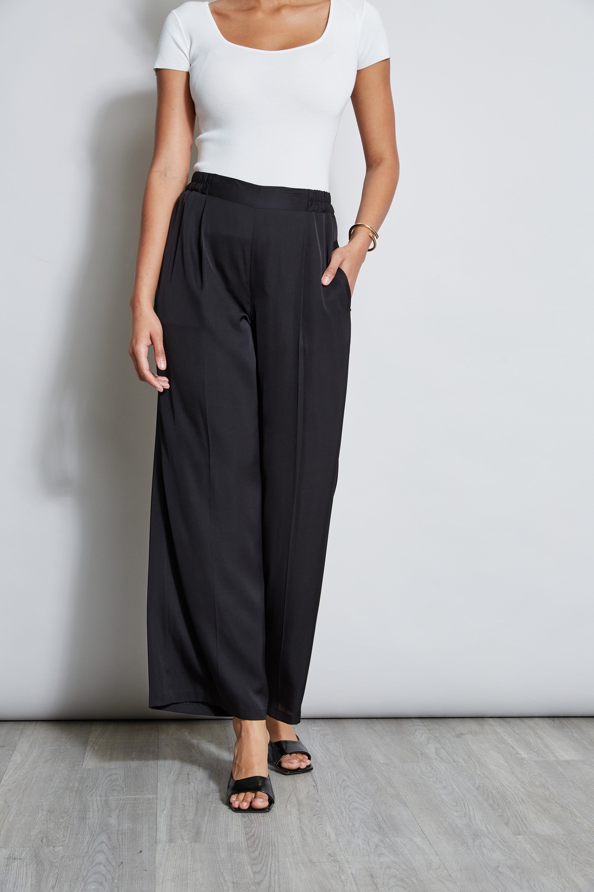 Elegant Pleated Silk Pants for Women - High Waist Flowy Palazzo Trousers - Perfect for Office, Party & Special Occasions
