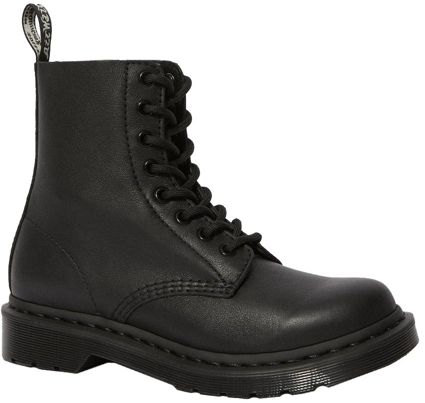 Dr. Martens 1460 Pascal Mono Virginia Leather Boots for Women - Classic 8-Eye Ankle Boots for Everyday Wear & Fashion Outfits