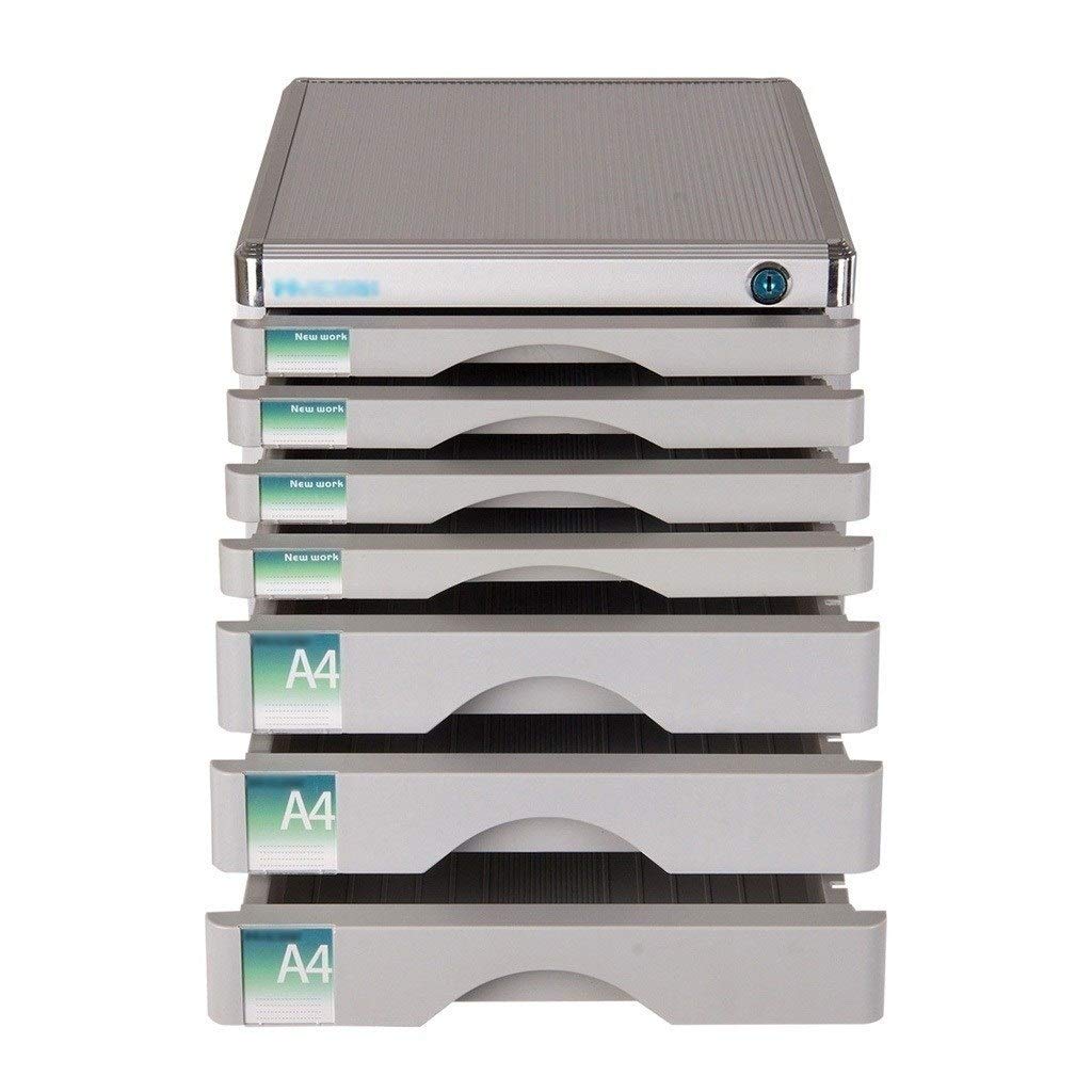 7-Layer Lockable Flat File Cabinet - Aluminum Alloy Office Storage Drawer for Home & Office Organization - Secure Document Storage for Files, Folders & Office Supplies (Silver) | Perfect for Home Offices, Small Businesses & Professional Workspaces