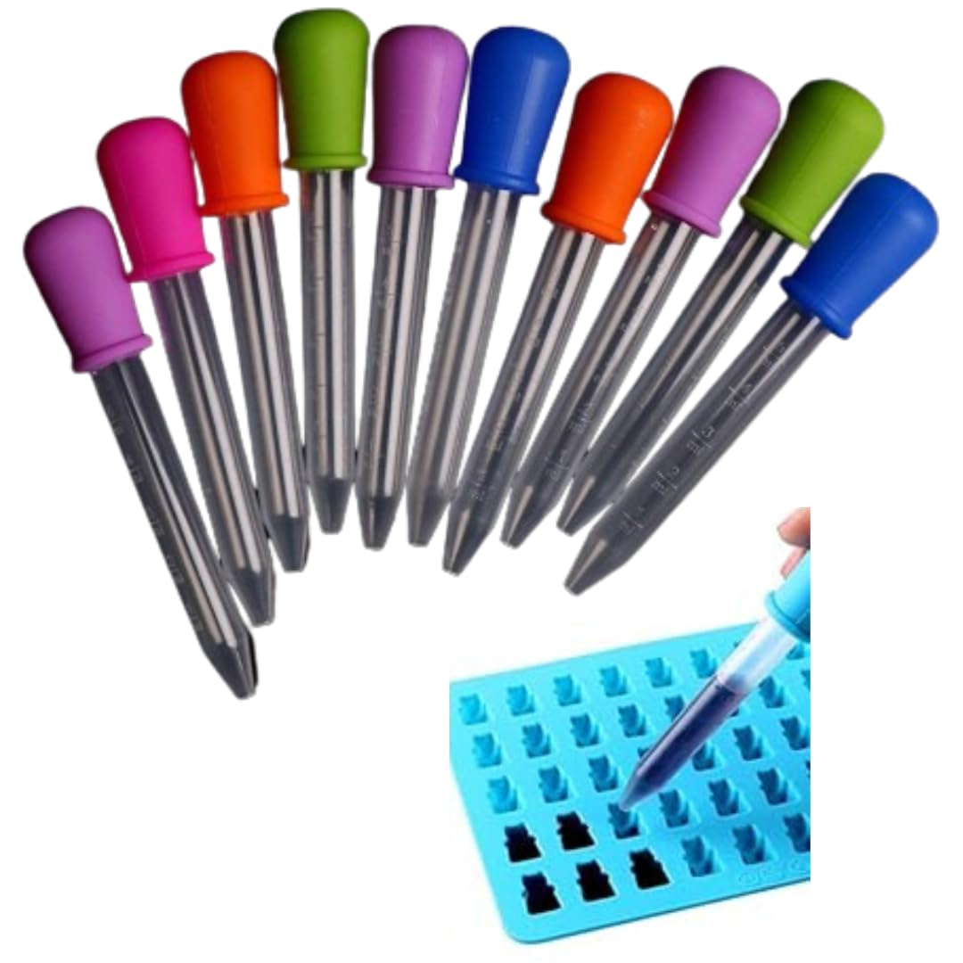 5ml Silicone & Plastic Eye Dropper - Essential Pipettes for Candy Molds, Gummy Making & DIY Crafts | Perfect for Kids' Candy Making, Science Experiments & Liquid Transfer (Pack of 8)
