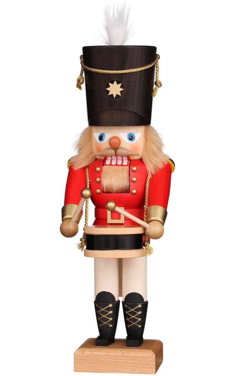 Christian Ulbricht Seiffener Nussknackerhaus Red Drummer - Traditional German Wooden Nutcracker Christmas Decoration for Holiday Tree & Mantelpiece - Perfect Festive Home Decor & Gift Idea