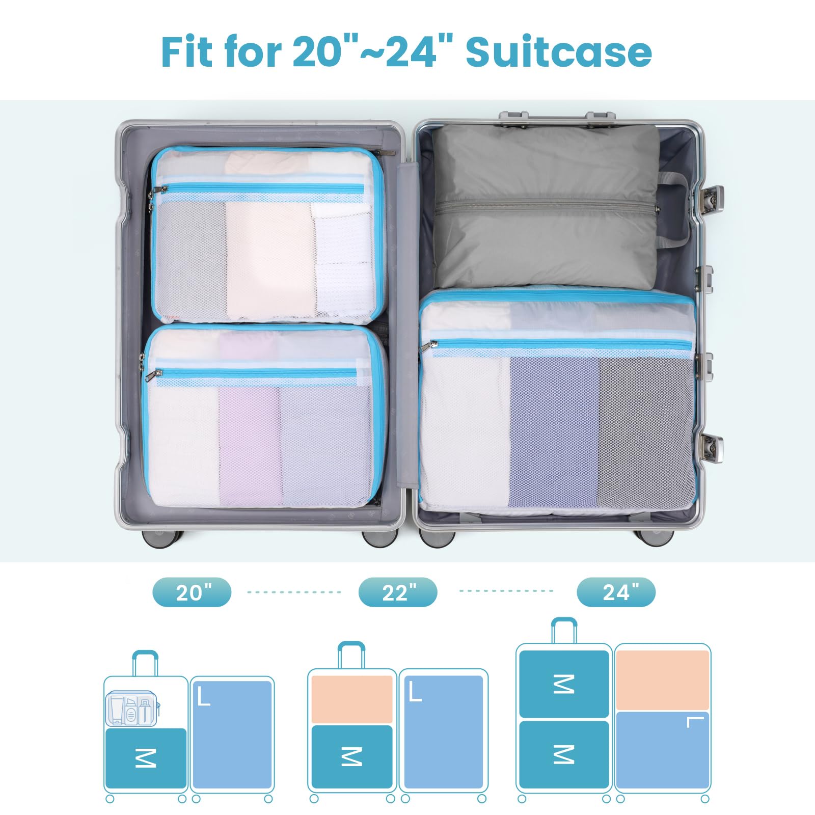 Cambond Compression Packing Cubes for Travel - Lightweight Luggage Organizers for Women, Carry-on Suitcases & Backpacks | Perfect for Business Trips, Vacations & Weekend Getaways