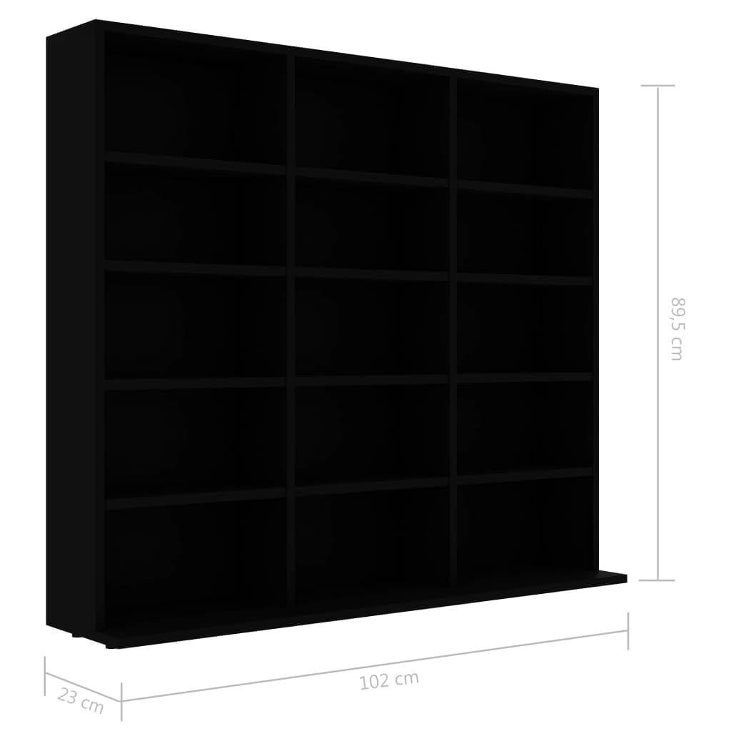Toshilian CD/DVD Storage Shelf - 102 x 23 x 89.5 cm Black Chipboard Media Organizer Cabinet for Home, Office & Entertainment Center - Perfect for Storing Movies, Music CDs, Video Games & Collectibles