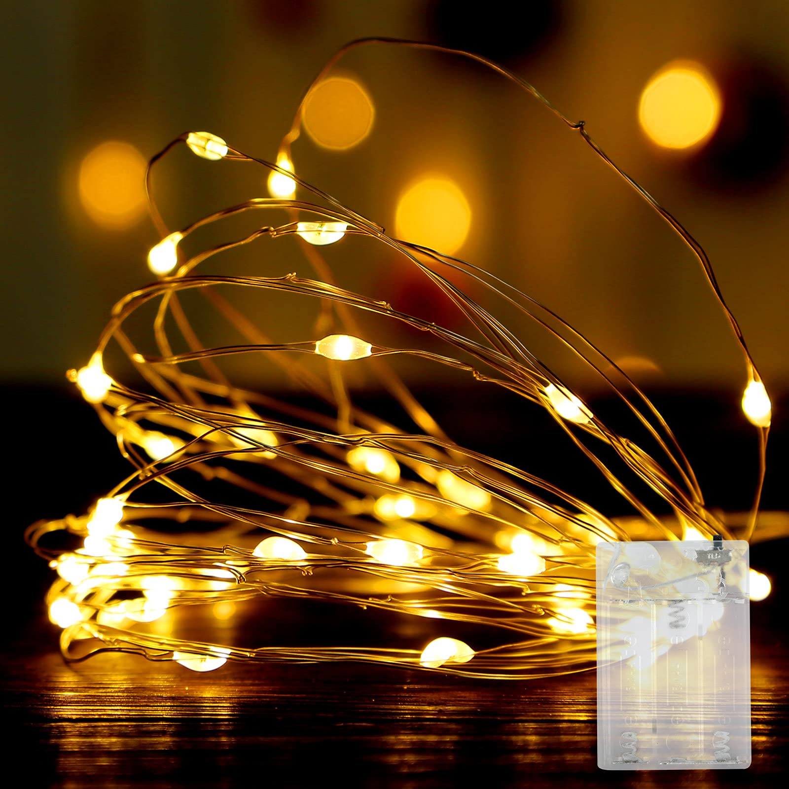Battery Operated Fairy String Lights - 10M Waterproof Copper Wire Hanging Lights for Bedroom, Christmas, Halloween, Wedding & Party Decor (Warm White) | Indoor & Outdoor Decorative Lighting for Garden, Patio, Balcony and Special Events