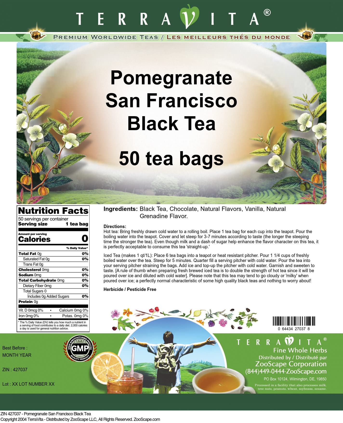 Premium Pomegranate San Francisco Black Tea - 50 Tea Bags (ZIN: 427037) | Antioxidant-Rich Loose Leaf Tea for Relaxation & Energy Boost | Perfect for Morning Brew, Afternoon Tea Time & Gift Giving