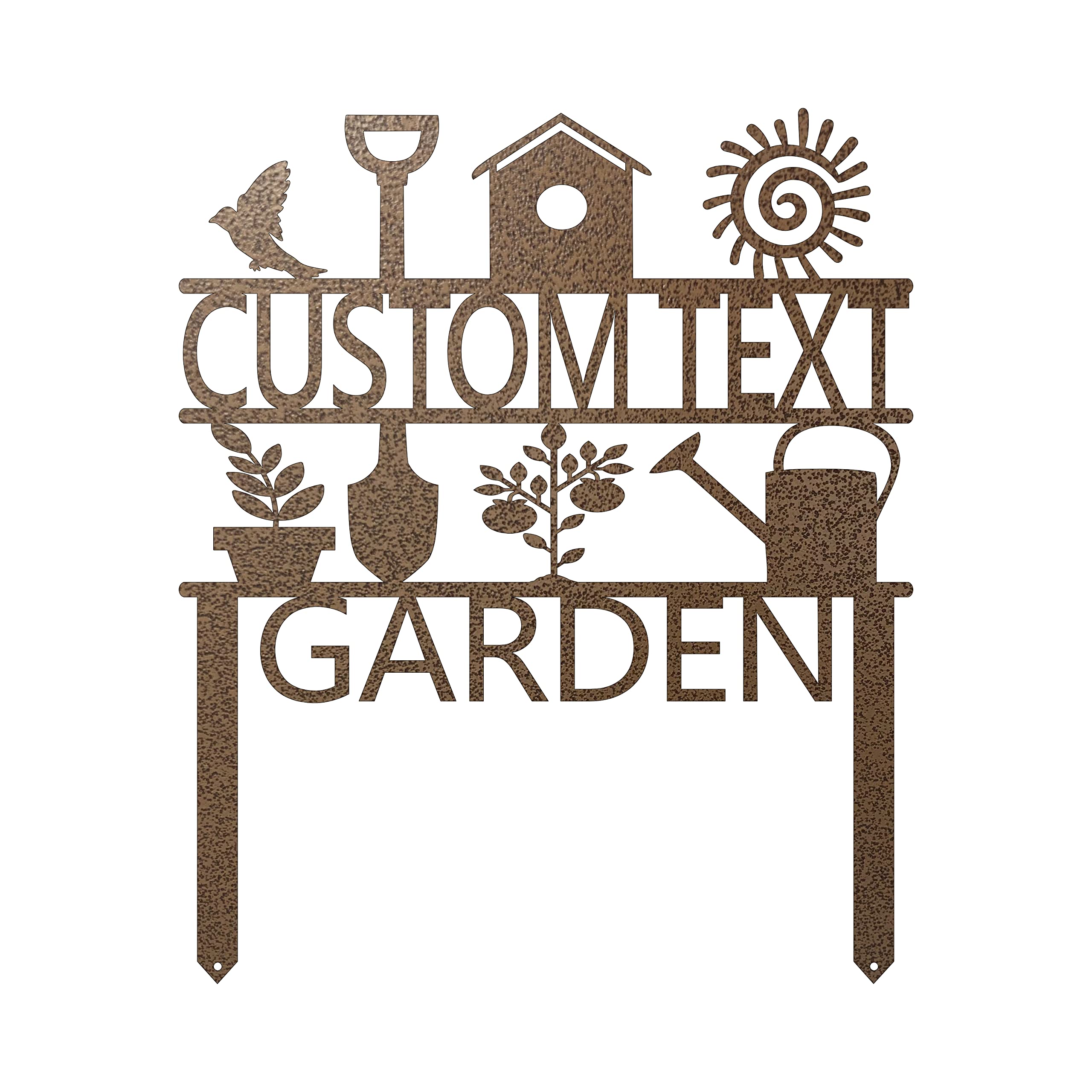 Personalized Hammered Copper Garden Sign - 17