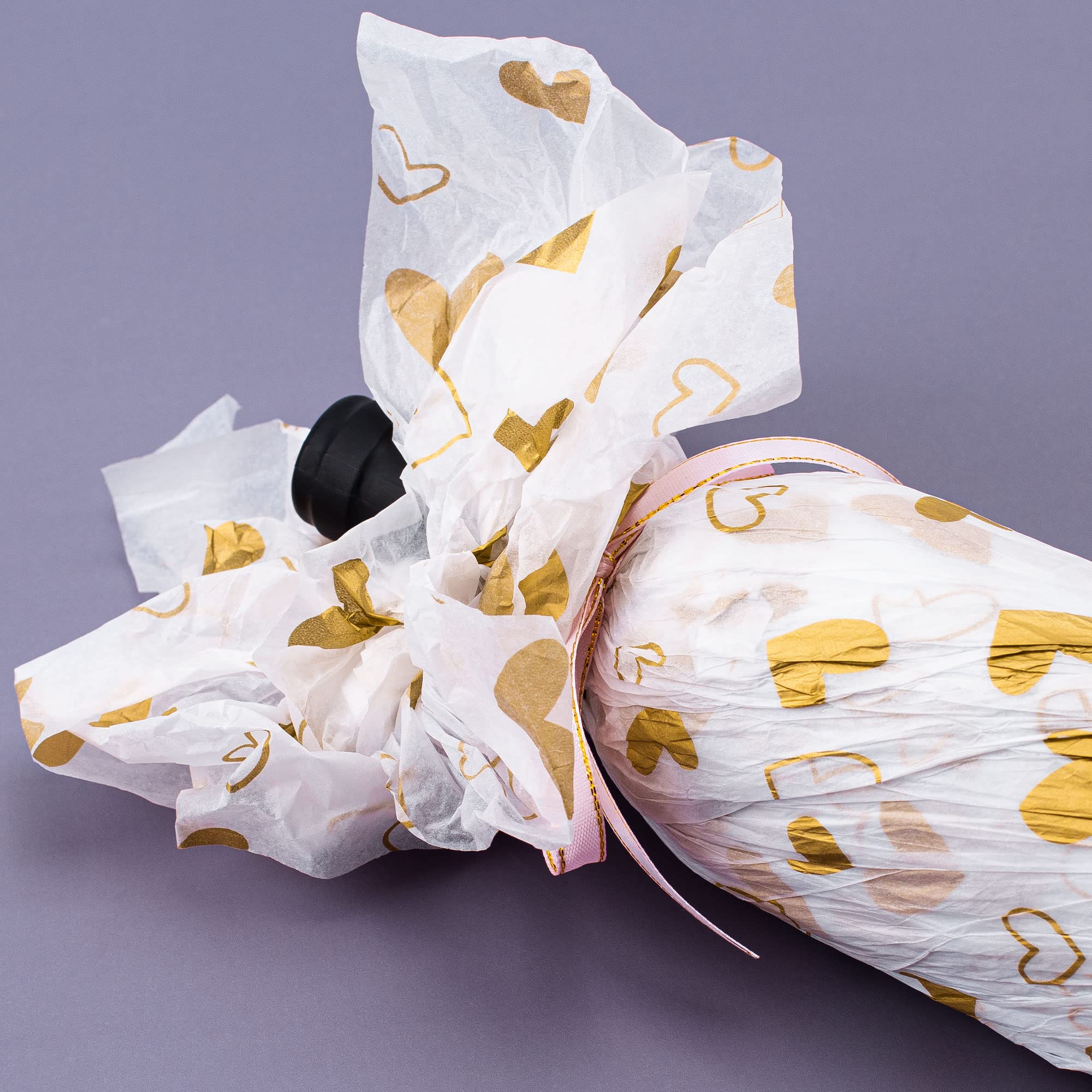 Premium White & Metallic Gold Heart Tissue Paper Bulk Pack - 20