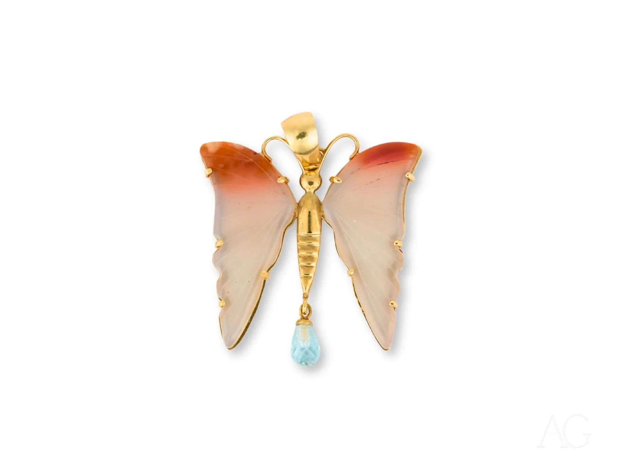 Butterfly Bliss Agate and Topaz Pendant Necklace - Elegant Handmade Jewelry for Women, Perfect Gift for Birthday, Anniversary & Special Occasions