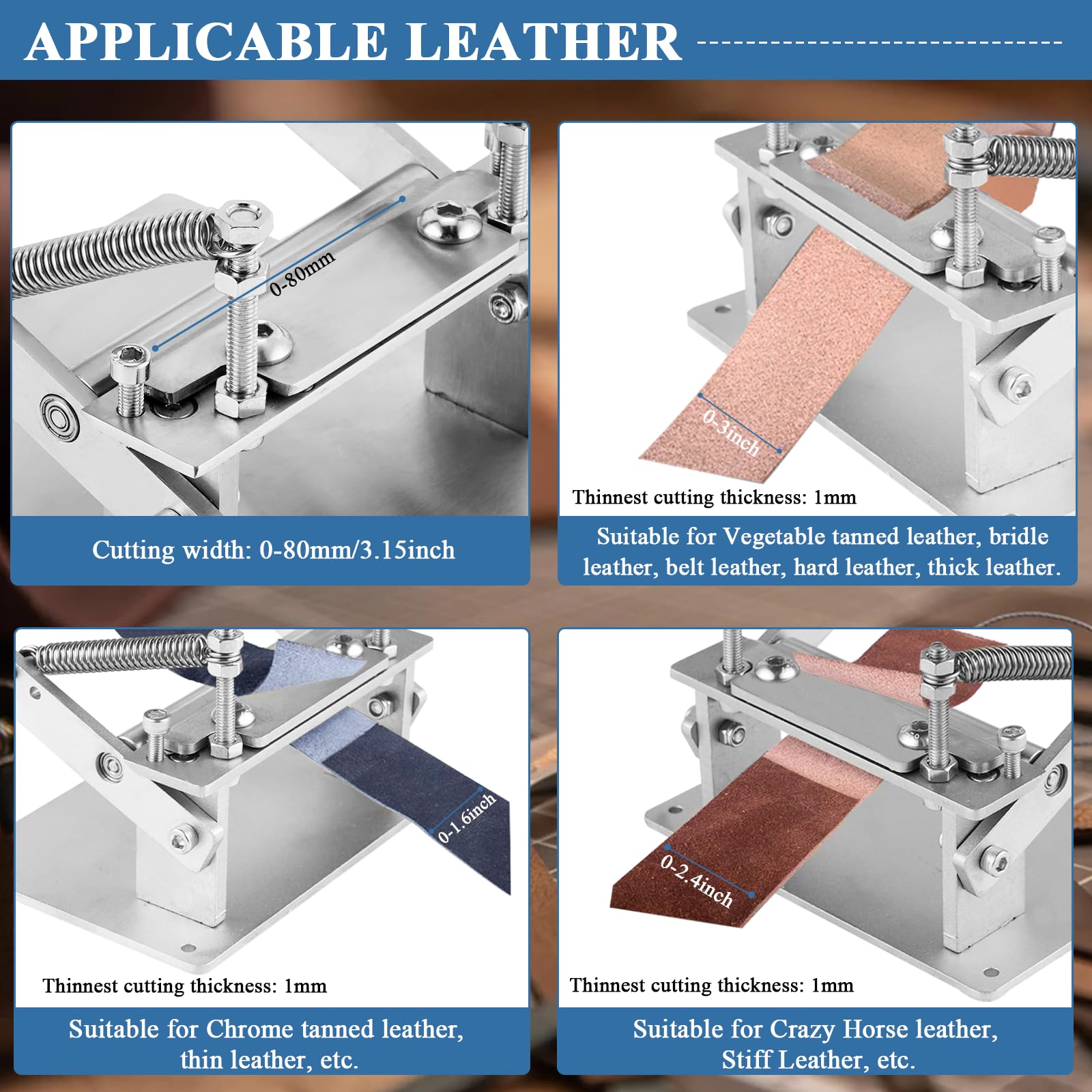 Professional Leather Skiver Machine with 10 Blades & 2 Stainless Steel Clamps - Manual Leather Splitter for Peeling & Paring Vegetable Tanned Leather - Perfect for Leather Crafting, DIY Projects & Shoe Repair