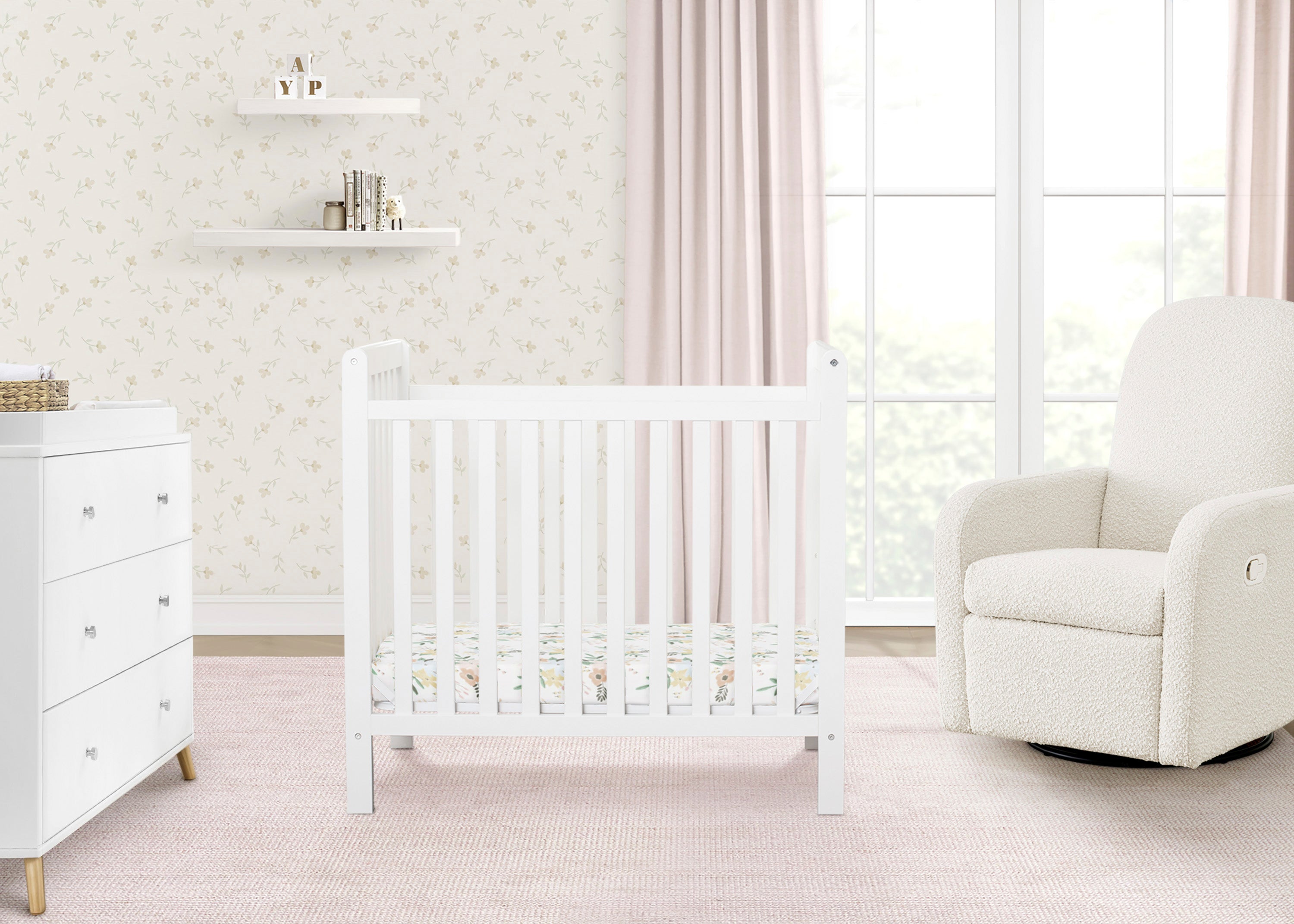 Classic Mini Crib with 2.75 Inch Mattress - Convertible to Twin Bed - Perfect for Nursery, Small Spaces & Guest Rooms