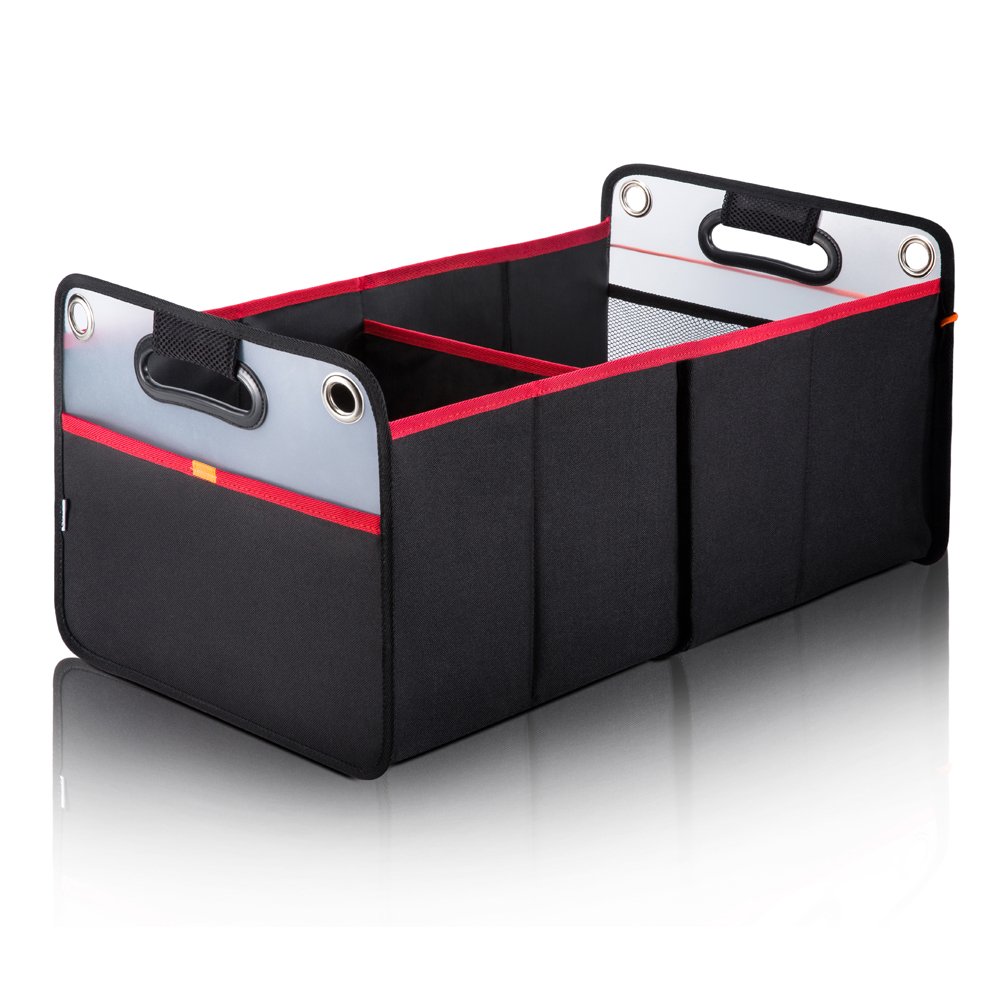 Collapsible Car Trunk Organizer with 2 Large Compartments - Portable Auto Storage Container for SUV, Truck, Vehicle - Foldable Grocery Organizer for Home, Office & Travel - Perfect for Road Trips, Shopping & Daily Commute