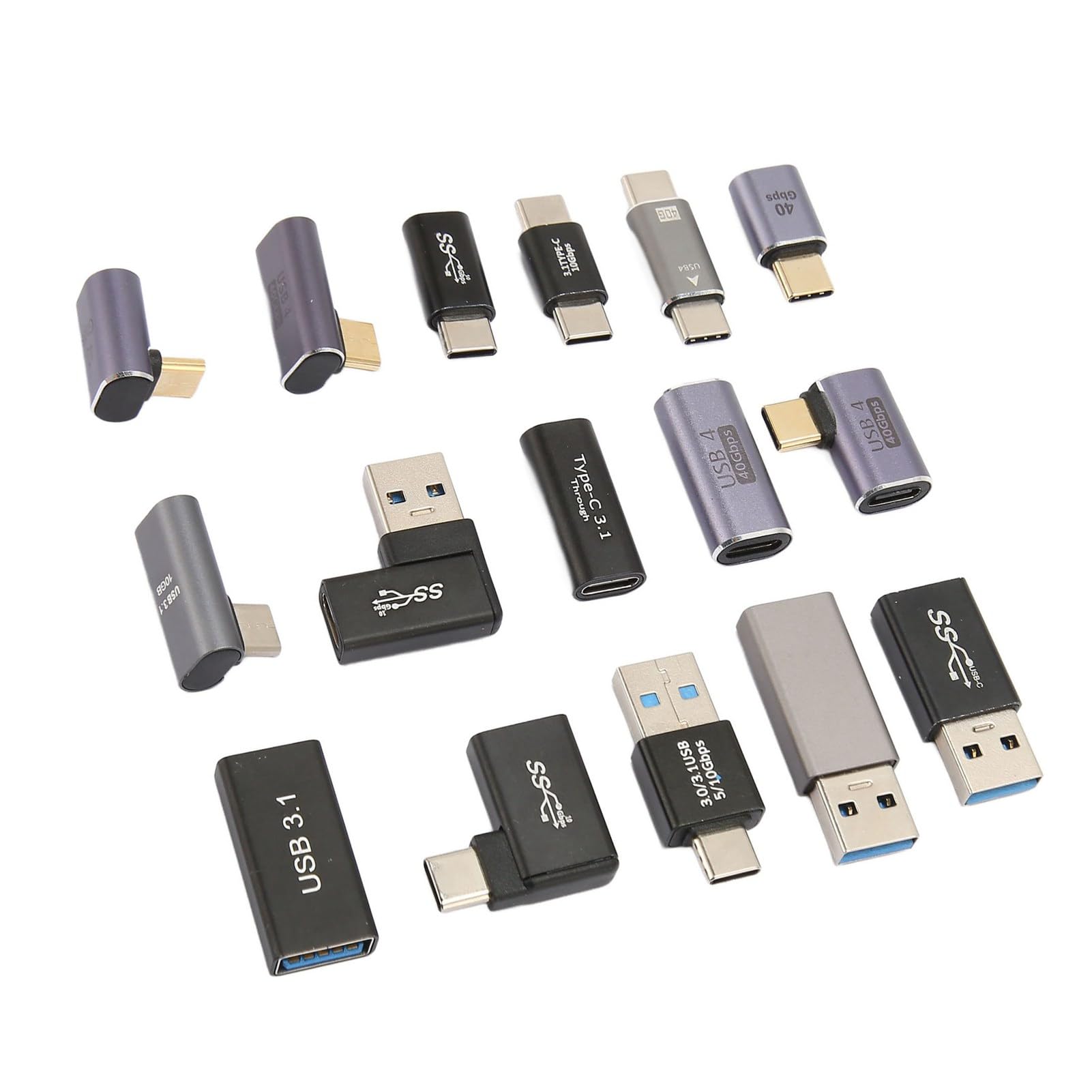 Elprico 16-Piece USB Adapter Kit - Aluminum Alloy USB 3.1 to USB C Converters (Female to Female & Male to Female) - Compact & Plug-and-Play for Laptop, Phone, Tablet & More