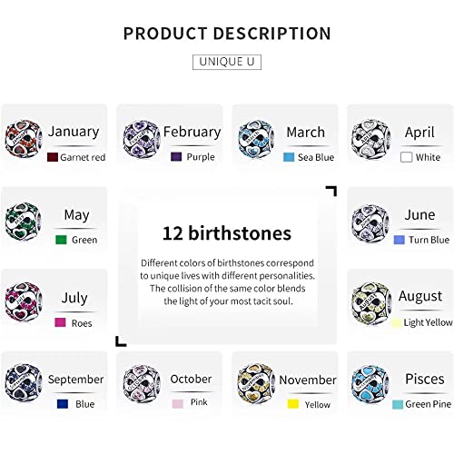 Qings Birthstone Infinity Charms - Sterling Silver 925 Openwork Heart Bracelet Charms for Women, Wife & Girls | Perfect for Anniversary Gifts, Birthday Presents & Everyday Jewelry