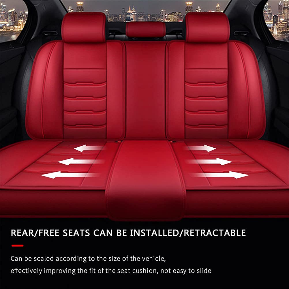 Luxury PU Leather Front & Rear Seat Covers for Toyota Camry 2004-2021 - Comfortable, Durable & Wear-Resistant Car Seat Protectors (Red) - Perfect for Daily Commute, Road Trips & Car Interior Protection