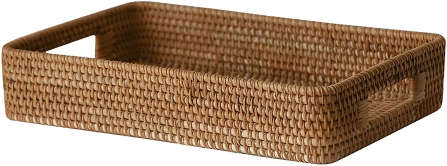 WKLIANGYUANPING Seagrass Storage Baskets - Natural Rattan Rectangular Tray for Living Room, Kitchen & Dining | XL Wicker Basket for Bread, Vegetables, Fruits & Tea Storage | Eco-Friendly Home Organization & Decoration