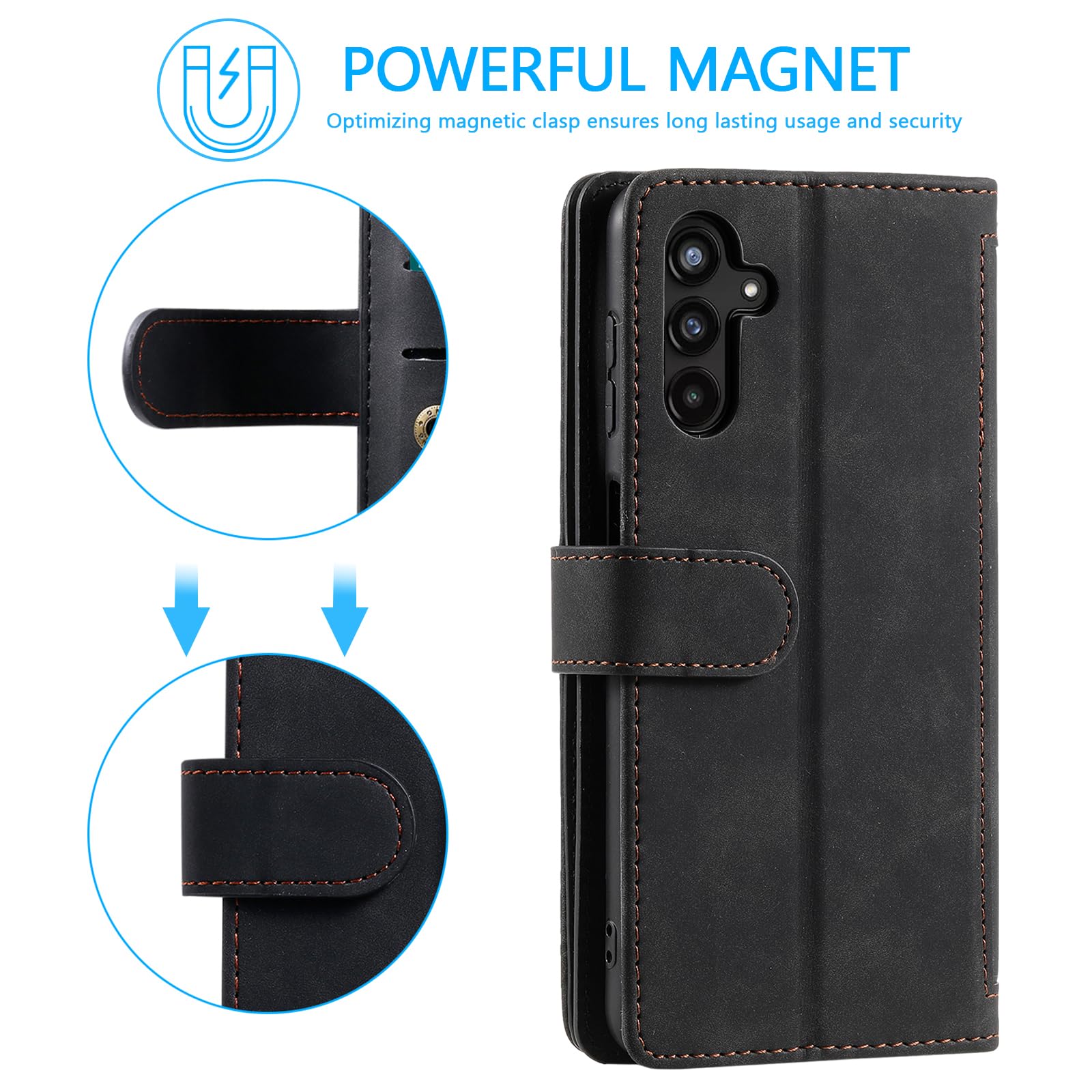 **UEEBAI Samsung Galaxy S24 5G Wallet Case – PU Leather Flip Cover with 9 Card Slots, Zipper Pocket, Magnetic Closure & Kickstand | Shockproof TPU Protection & Wrist Strap | Retro Design for Women & Men | Perfect for Travel, Work & Daily Use**