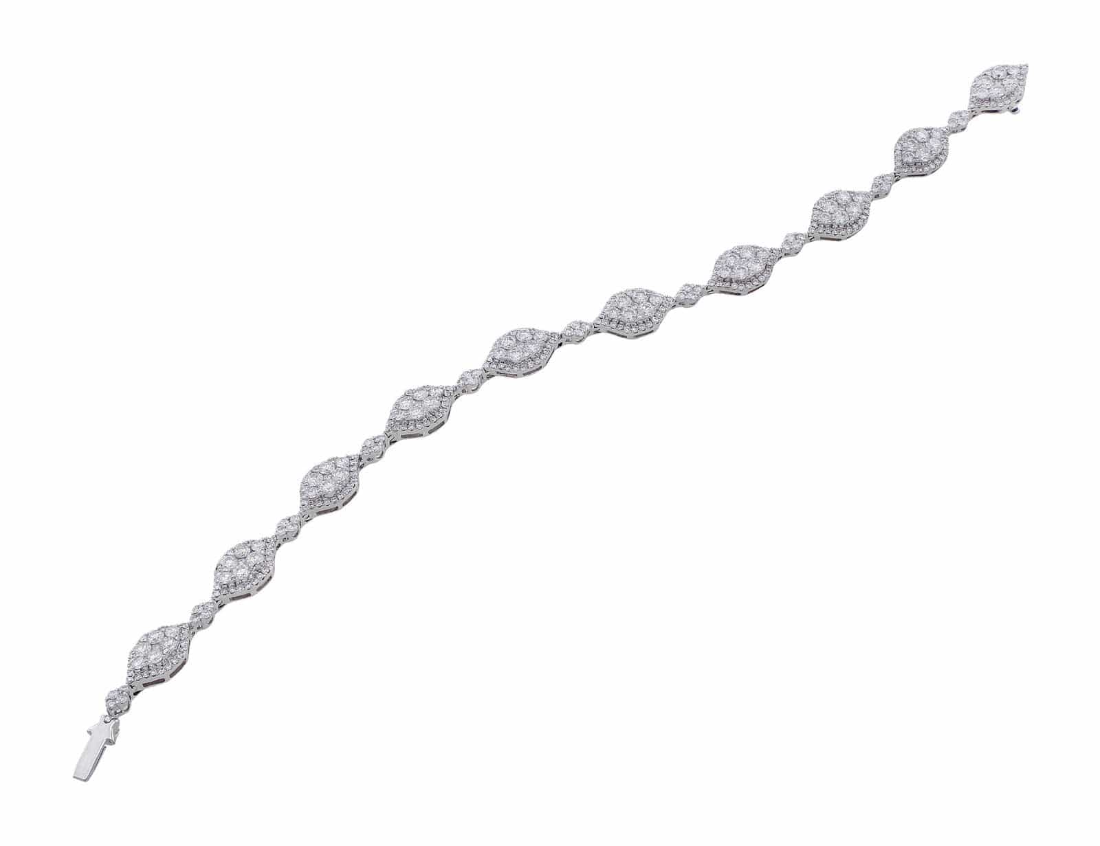 18K White Gold Marquise Diamond Bracelet for Women - Elegant Tennis Bracelet for Weddings, Parties & Special Occasions