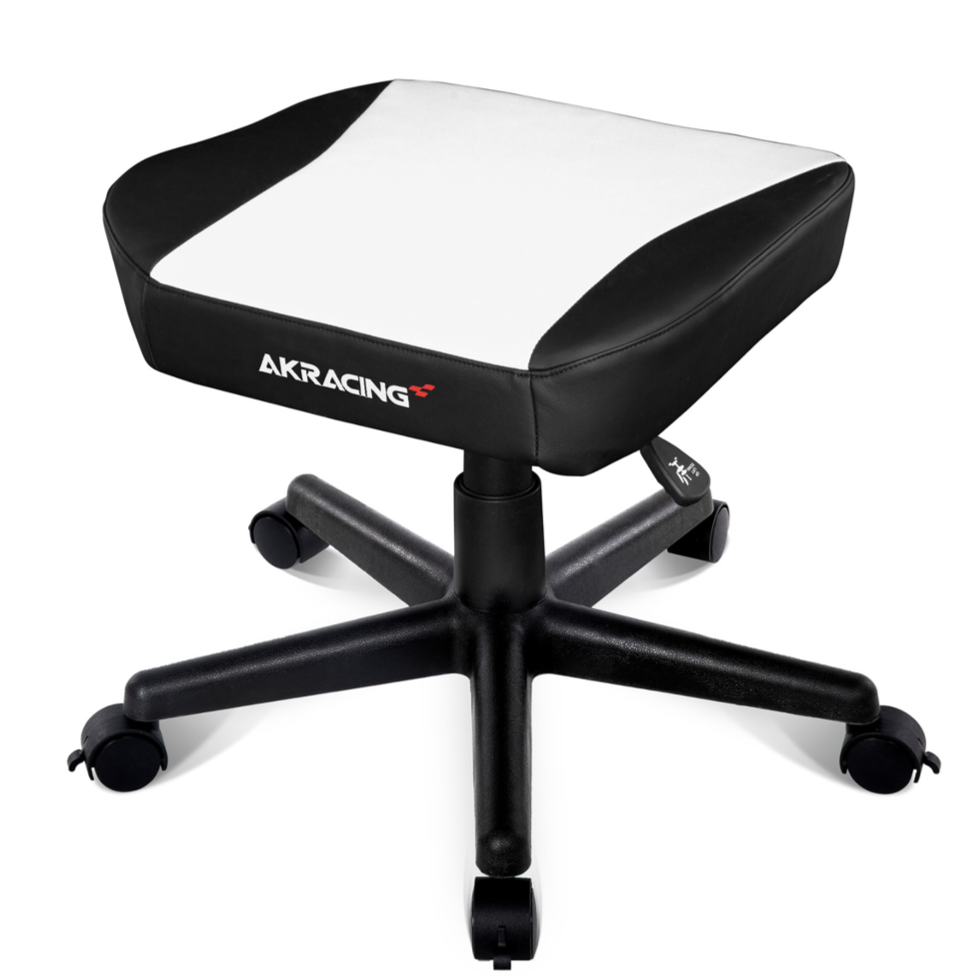 AK Racing Footrest - Ergonomic Gaming Foot Stool for Office & Home, Adjustable Height & Comfortable Support, White - Perfect for PC Gaming, Workstation & Relaxation