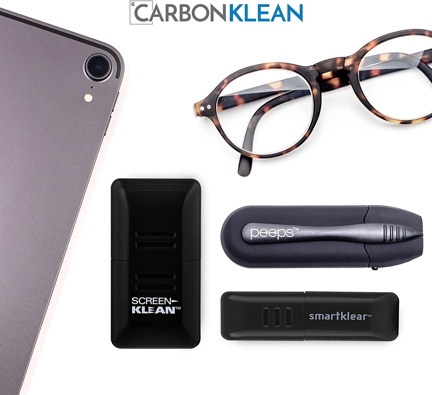 Peeps CarbonKlean Glasses Cleaner - Carbon Microfiber Lens Cleaner for Eyeglasses, Reading Glasses, Sunglasses & Screens - Soft Touch Black (2 Pack) - Perfect for Home, Office, Travel & Outdoor Use