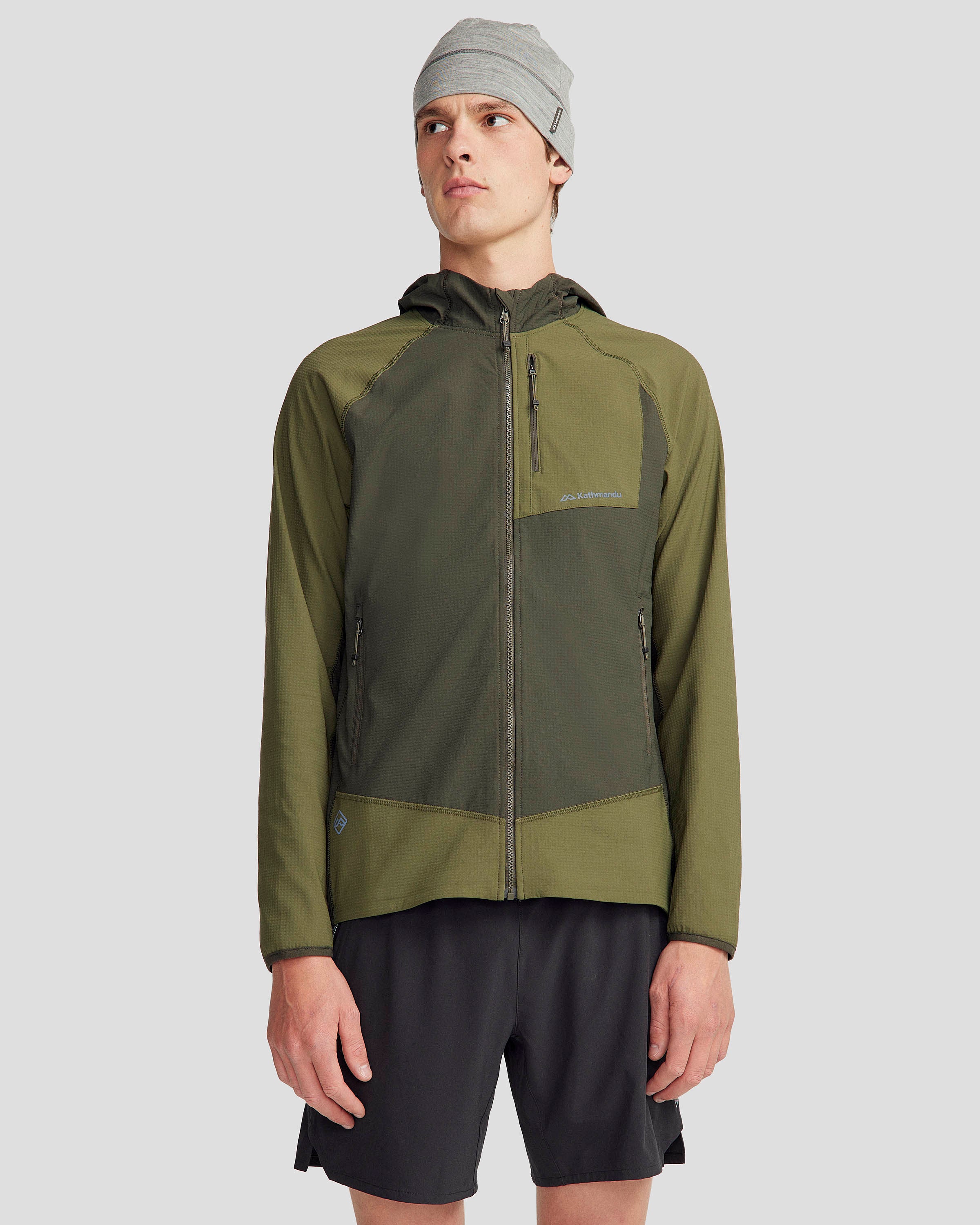 Men's Aysen Hooded Fleece Jacket - Dark Moss/Light Moss - Warm Winter Outdoor Wear for Hiking, Camping & Casual Style