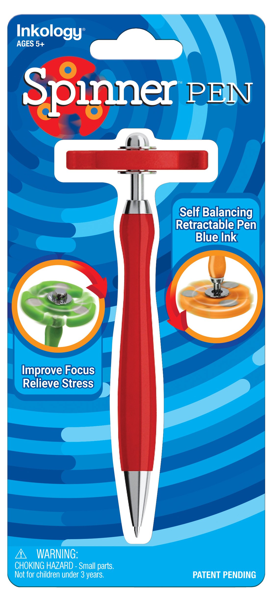 Inkology 101-0 Spinner Pens - 1 Piece Blister Card (Random Color) - Fun Fidget Toy & Writing Pen for Office, School, and Stress Relief