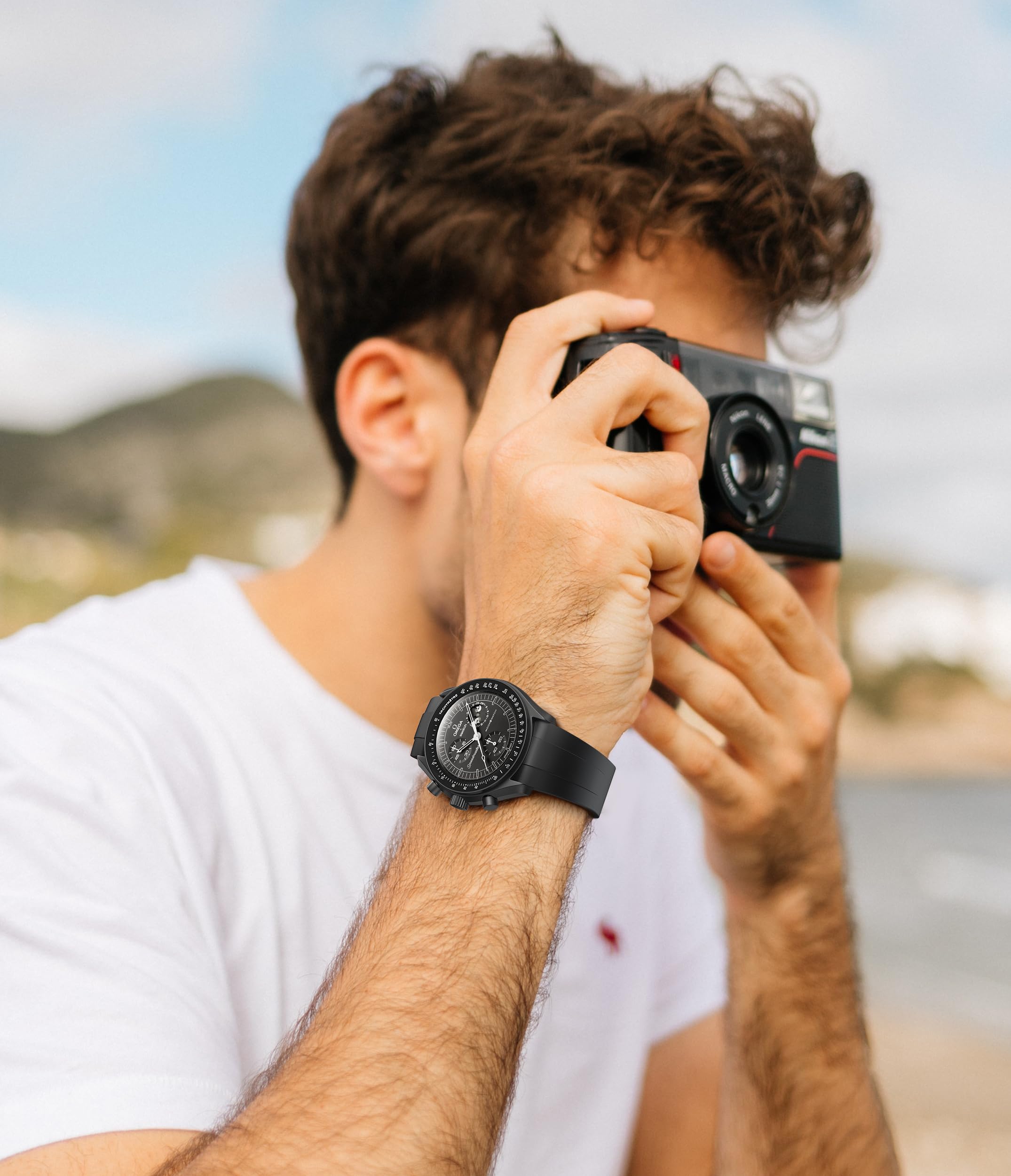 Cut to Size No Gap 20mm Silicone Strap for Omega x Swatch Moonswatch Speedmaster - Soft Curved Replacement Watch Band for Men & Women - Perfect for Sports, Casual & Daily Wear