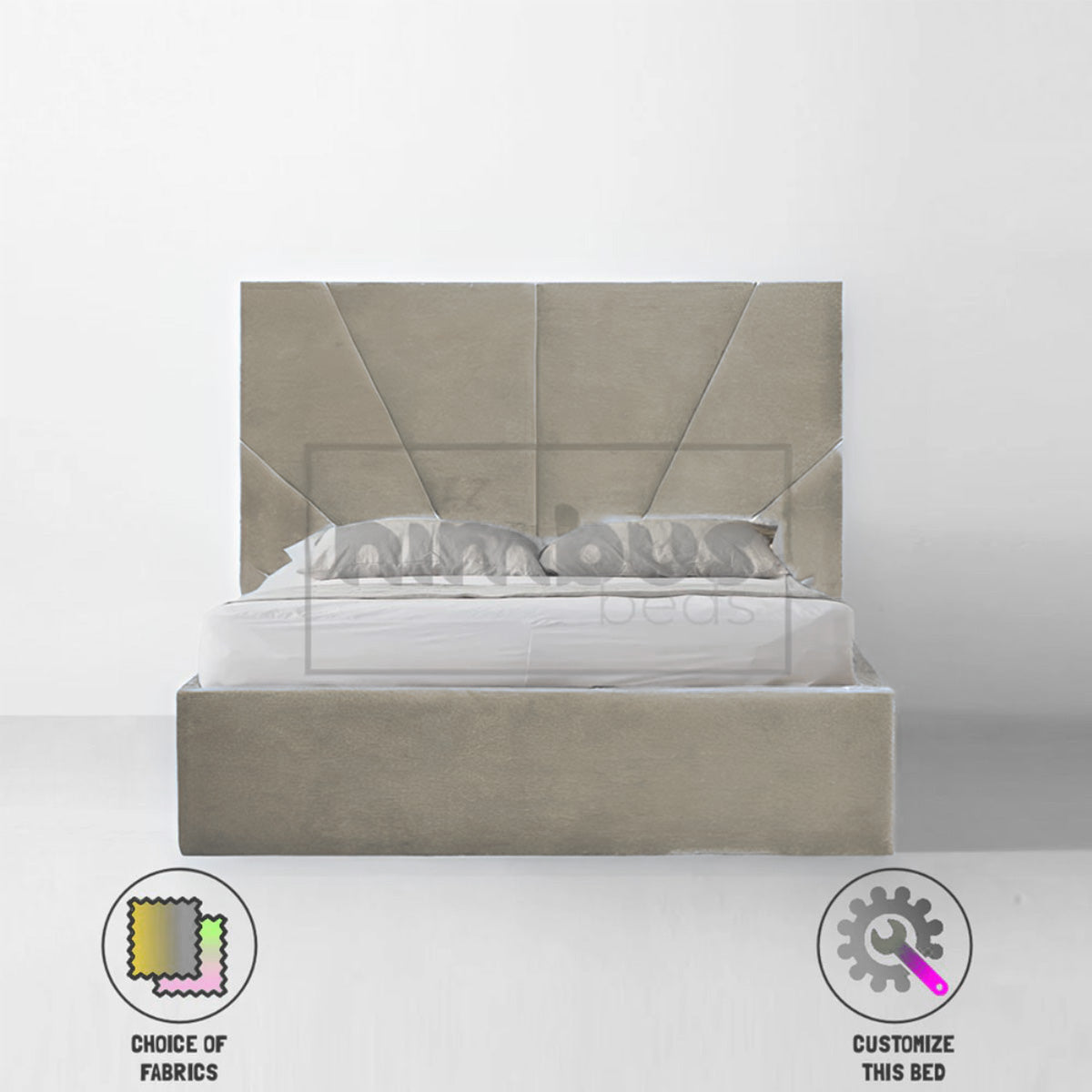 Modern Sunset Bed Frame - Queen Size Wooden Platform Bed with Headboard & Storage - Perfect for Bedroom, Guest Room & Small Spaces