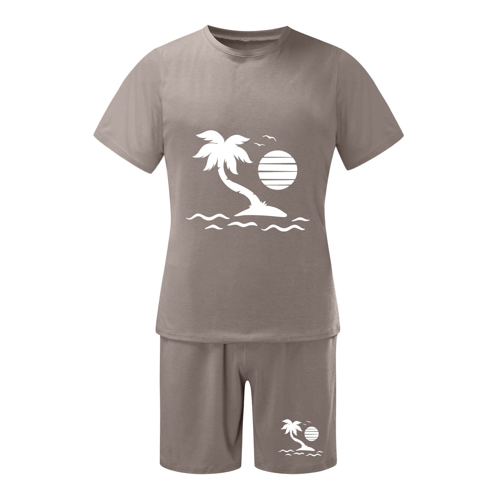 Men's 2-Piece Short Sleeve Printed Shirt & Shorts Set - Breathable Beach Swimwear, Gym Running Football Outfit with Pockets - Perfect for Swimming, Workouts, Sports and Summer Vacation