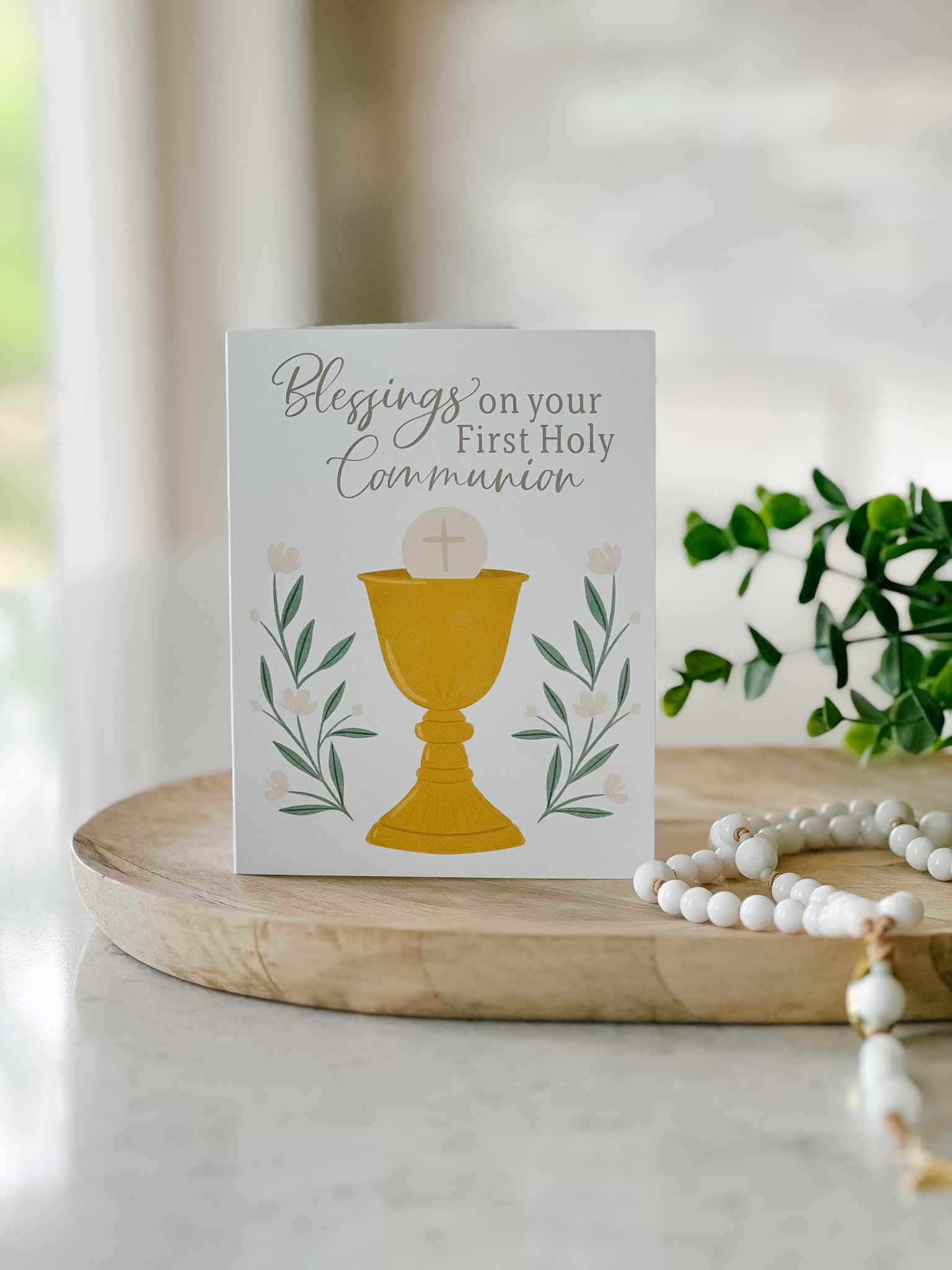 First Holy Communion Greeting Card - Religious Keepsake for Catholic Sacrament - Perfect for Church Celebrations & Family Gifts