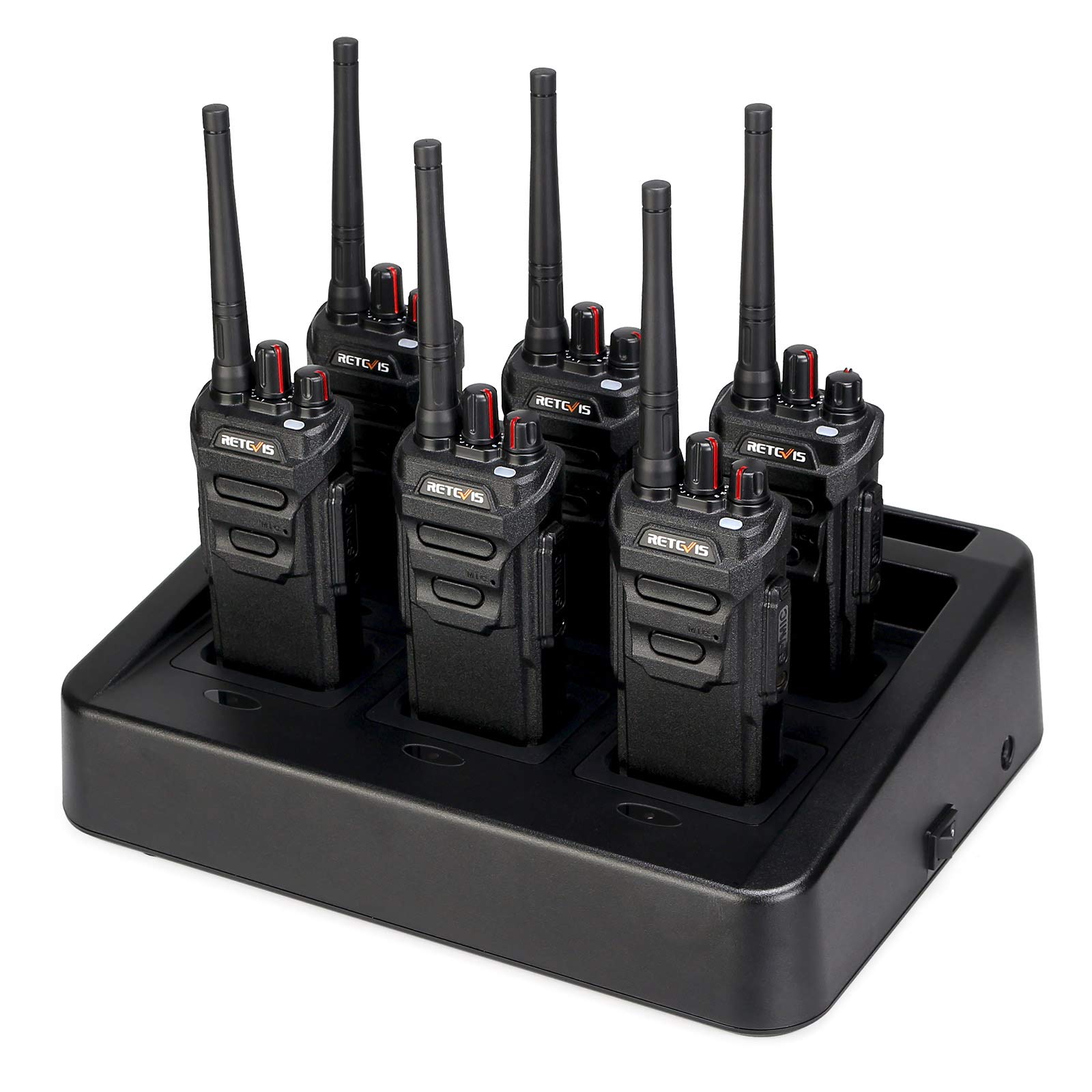 Retevis RT48 IP67 Waterproof Walkie Talkies for Adults - 2 Way Radios with 6 Way Charger, Heavy Duty Two Way Radio with VOX, SOS Alarm & 1200mAh Battery - Ideal for Construction, Manufacturing, Hotels & Schools (6 Pack) - Perfect for Team Communication in Outdoor Work & Emergency Situations