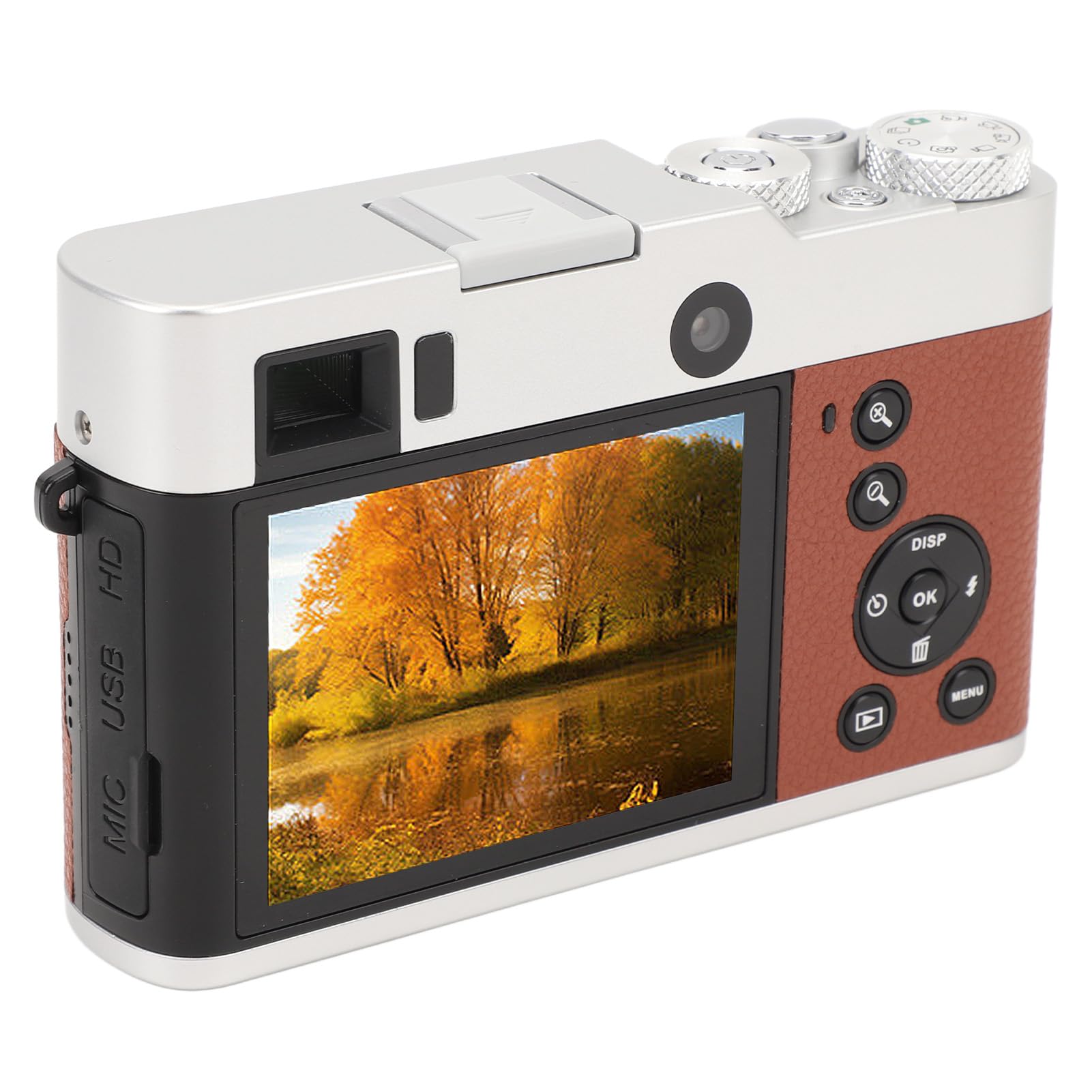 5K Digital Camera for Photography & Vlogging - 48MP Autofocus Dual Lens Camera with 16X Digital Zoom, Compact Point and Shoot Travel Camera (Brown) - Perfect for YouTube Content Creation, Travel Adventures & Everyday Photography