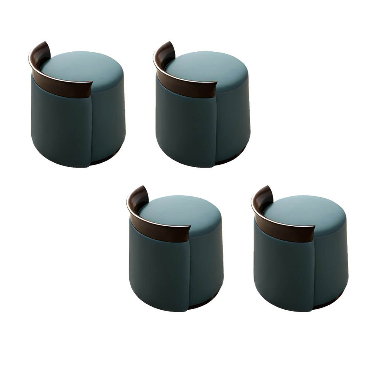 Industrial Style Small Round Wood Pouf Ottoman - Modern Home Decor Accent for Living Room, Bedroom & Lounge Areas - Perfect Footrest or Extra Seating