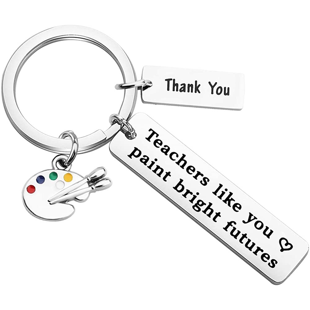 Art Teacher Thank You Keychain - Birthday Christmas Graduation Gift for Painting Coach & Mentor