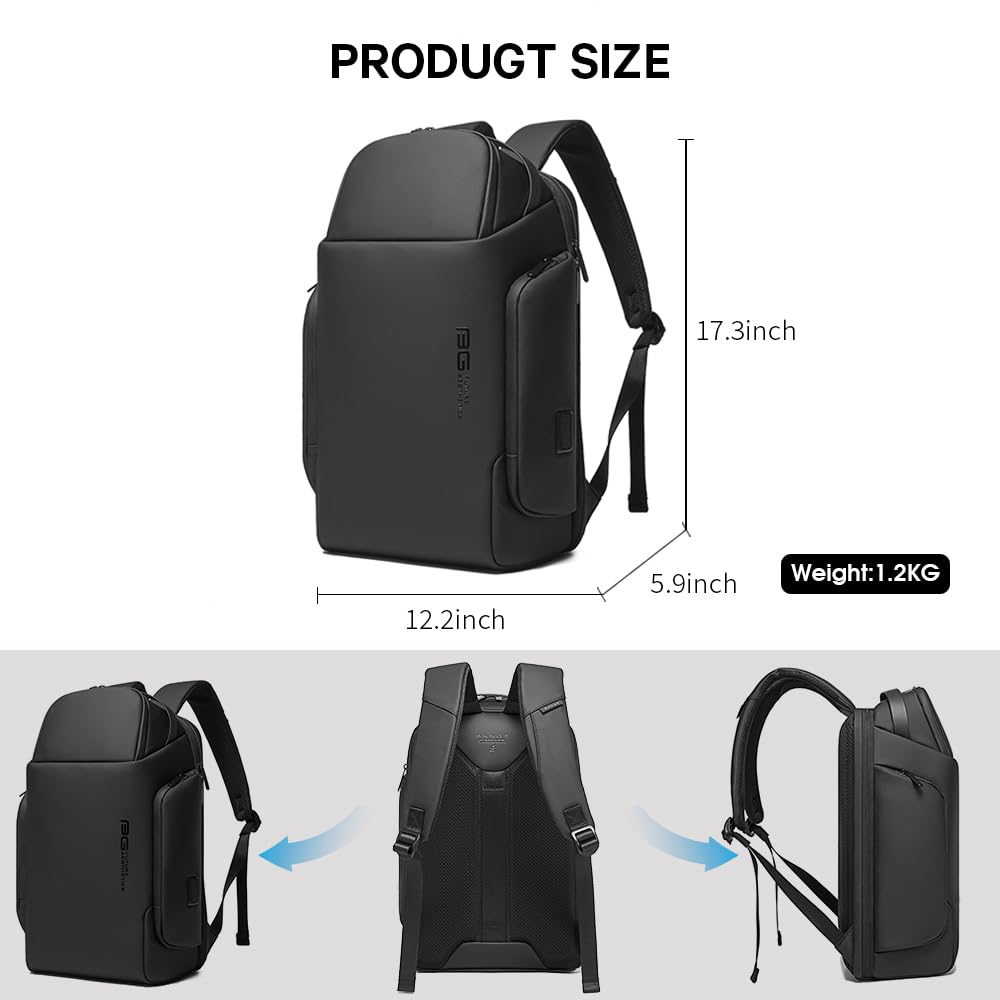 BANGE Professional Business Backpack for Men & Women - 15.6 Inch Laptop Backpack with USB 3.0 Charging Port - Waterproof Travel & Work Backpack for Office, Commuting & Business Trips
