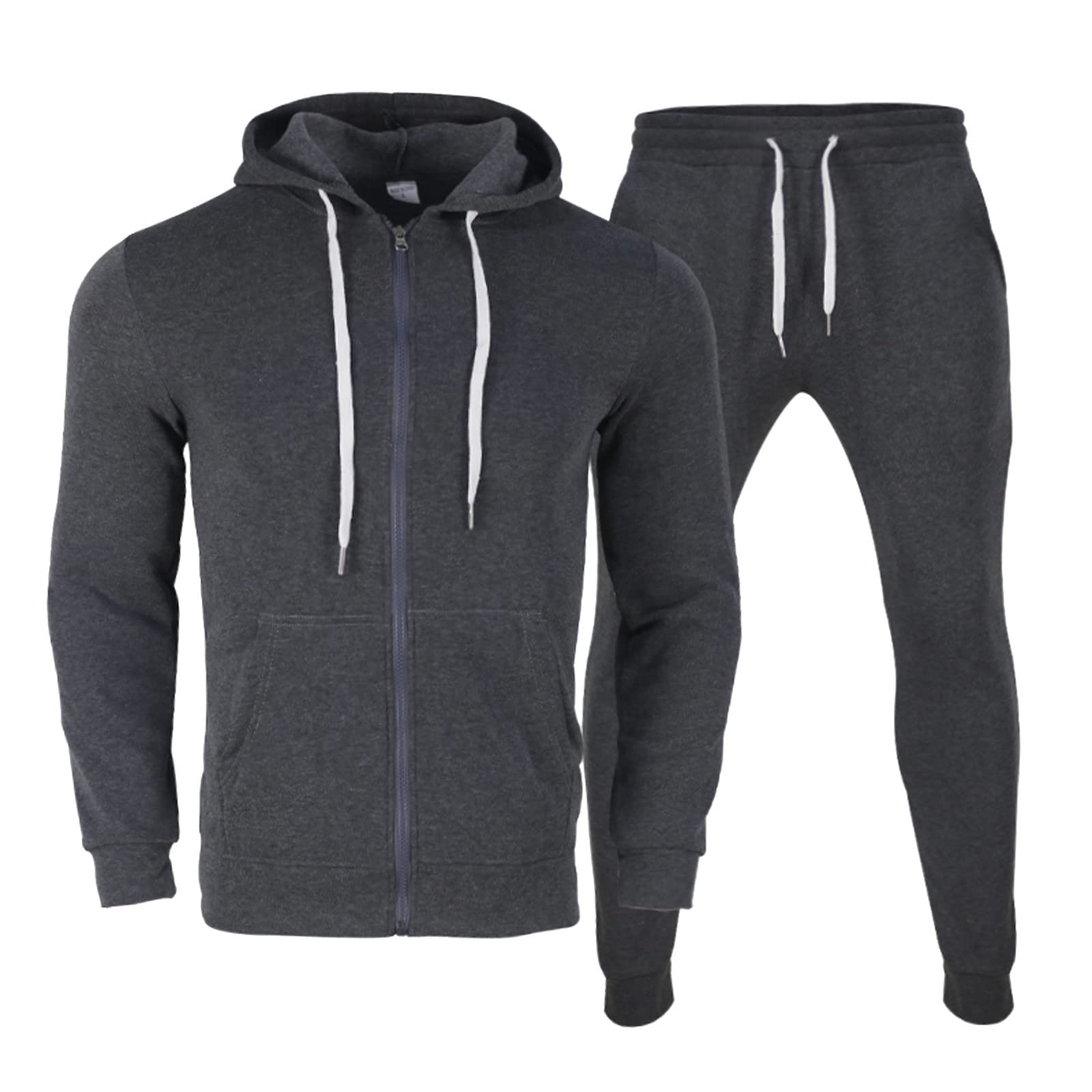 Fossean Men's Slim Fit Tracksuit Set - Zip Up Hoodie & Joggers with Pockets, Casual Activewear for Pilates, Gym, and Everyday Wear