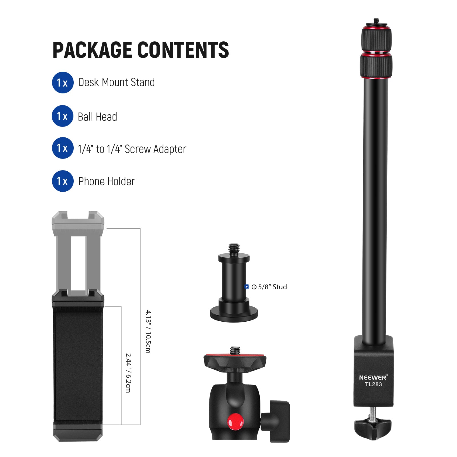 NEEWER TL283 17-40/43 102cm Adjustable Camera Desk Mount Stand for DSLR, Webcam & Streaming - Perfect for Home Office, Video Conferencing & Content Creation