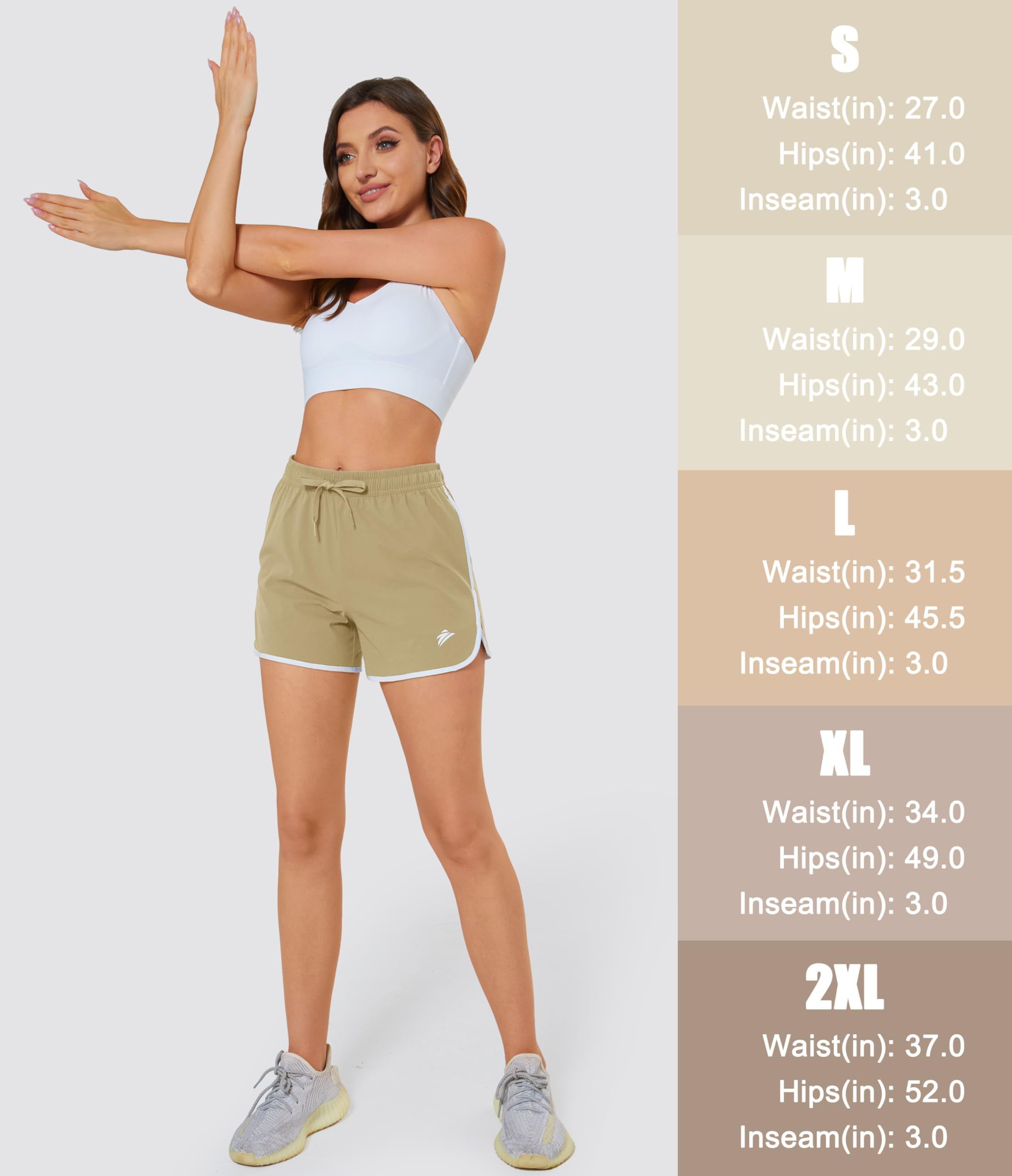 MAGCOMSEN Women's Quick Dry Athletic Shorts with Pockets - 3.5